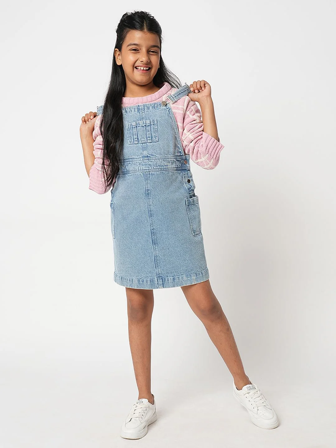 Girl Blue Denim Dungaree - Image 4