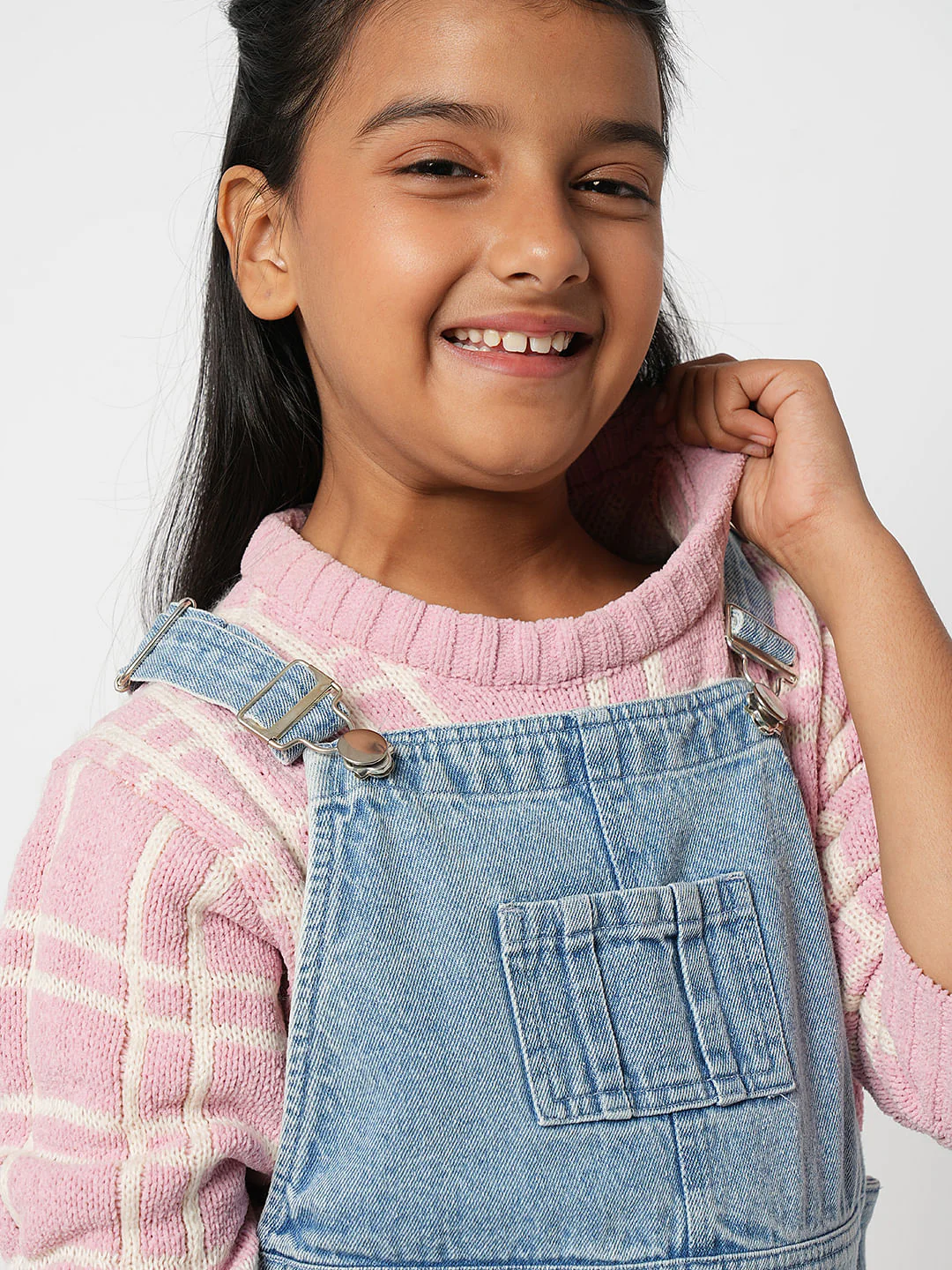 Girl Blue Denim Dungaree - Image 5