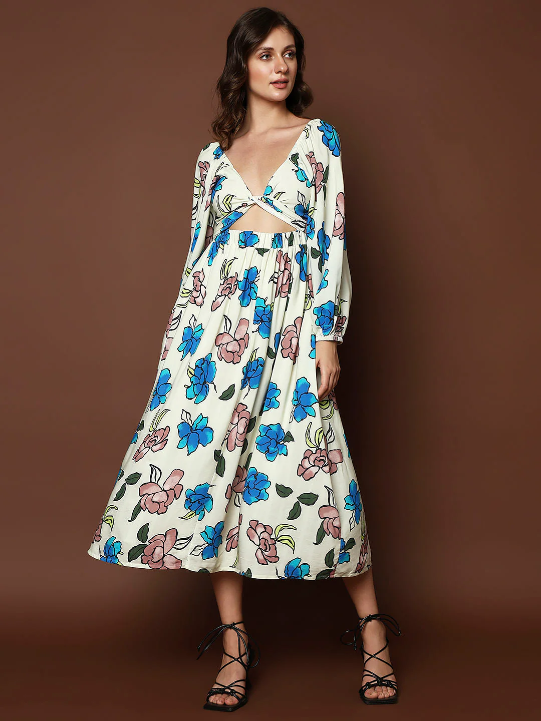 White Floral Print Multi-Style Dress