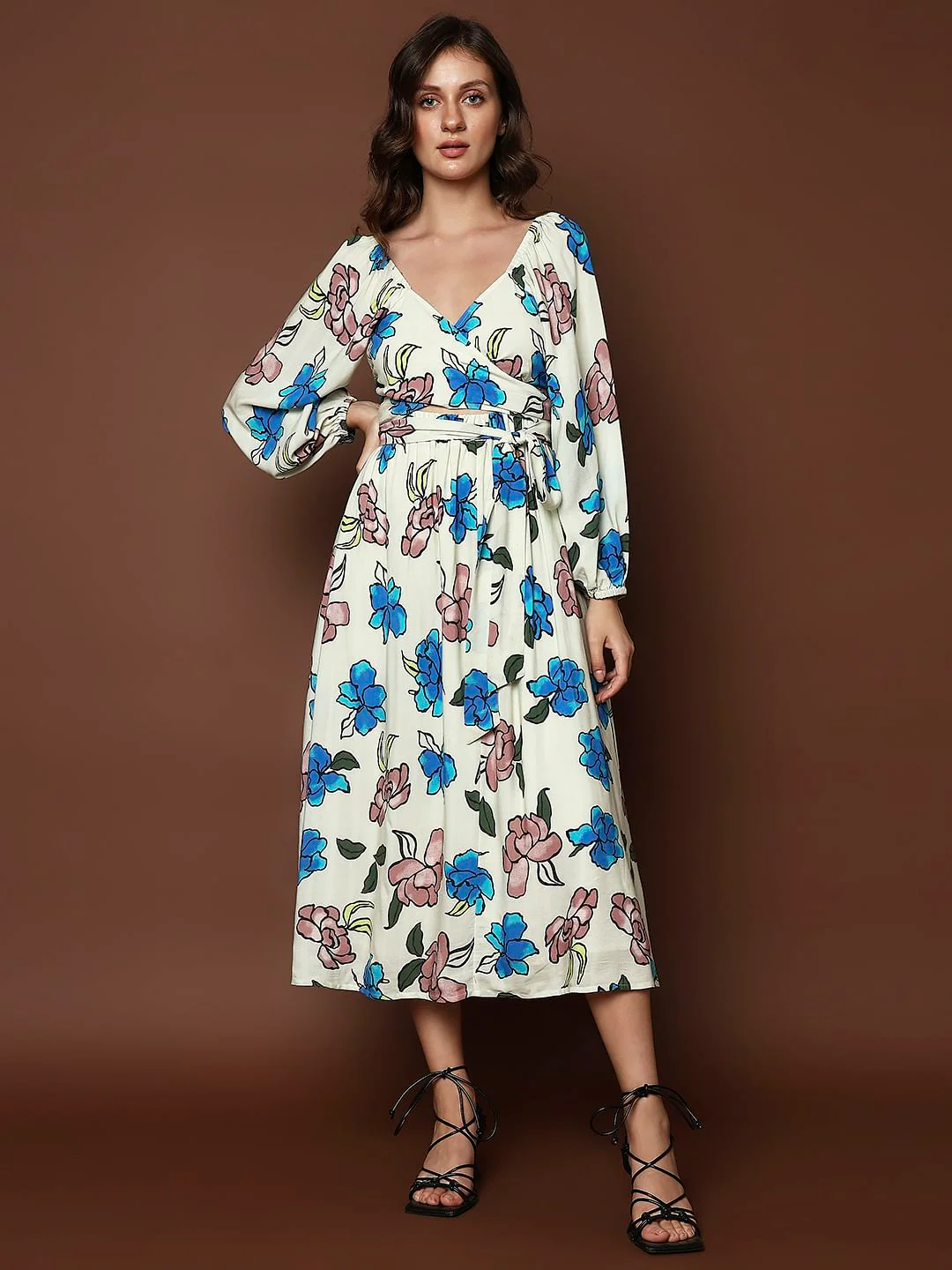 White Floral Print Multi-Style Dress - Image 3