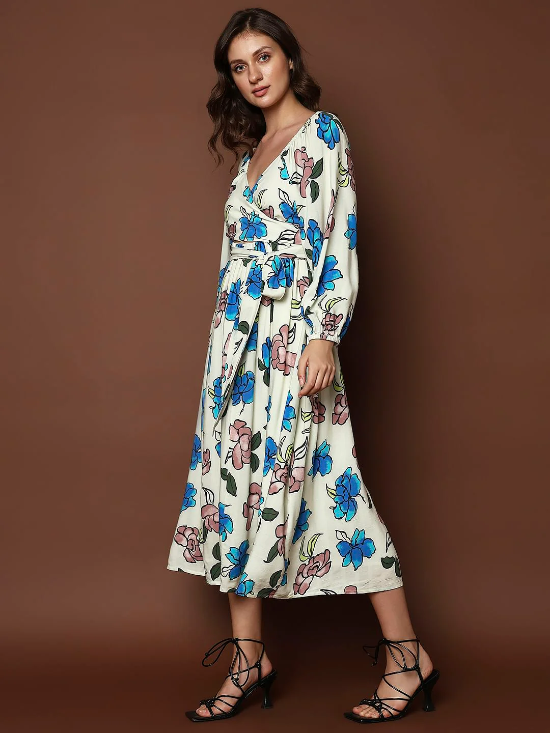 White Floral Print Multi-Style Dress - Image 4