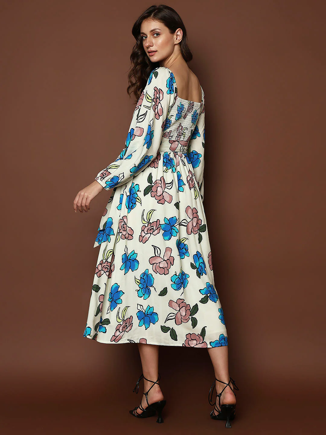 White Floral Print Multi-Style Dress - Image 5
