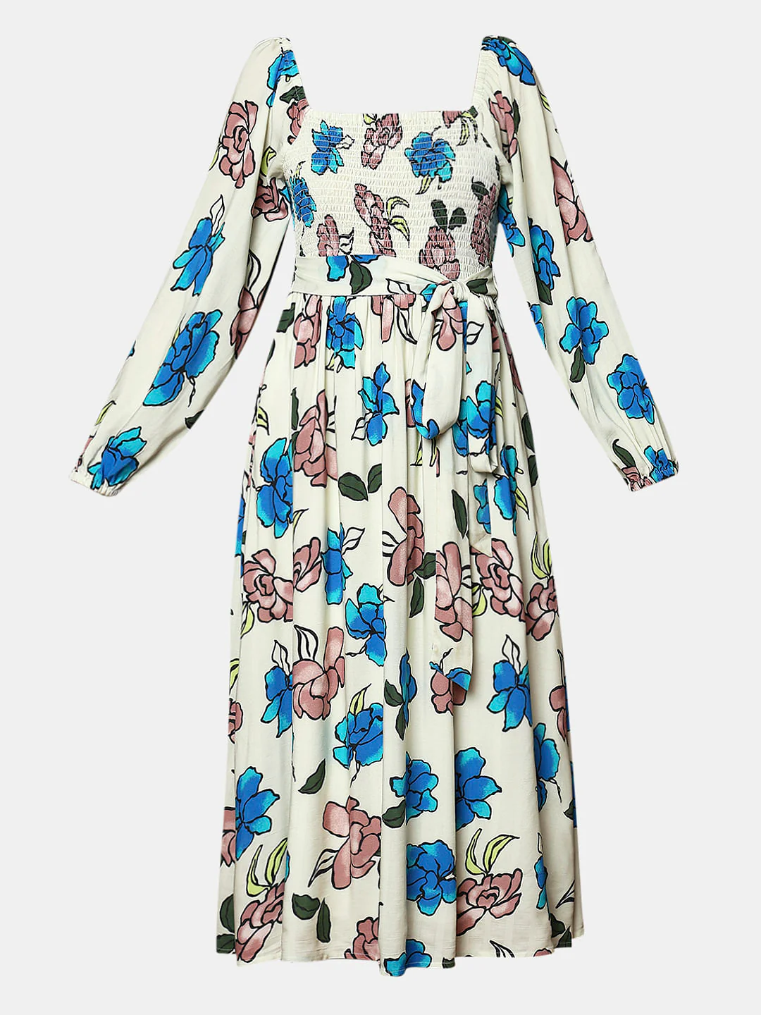 White Floral Print Multi-Style Dress - Image 7