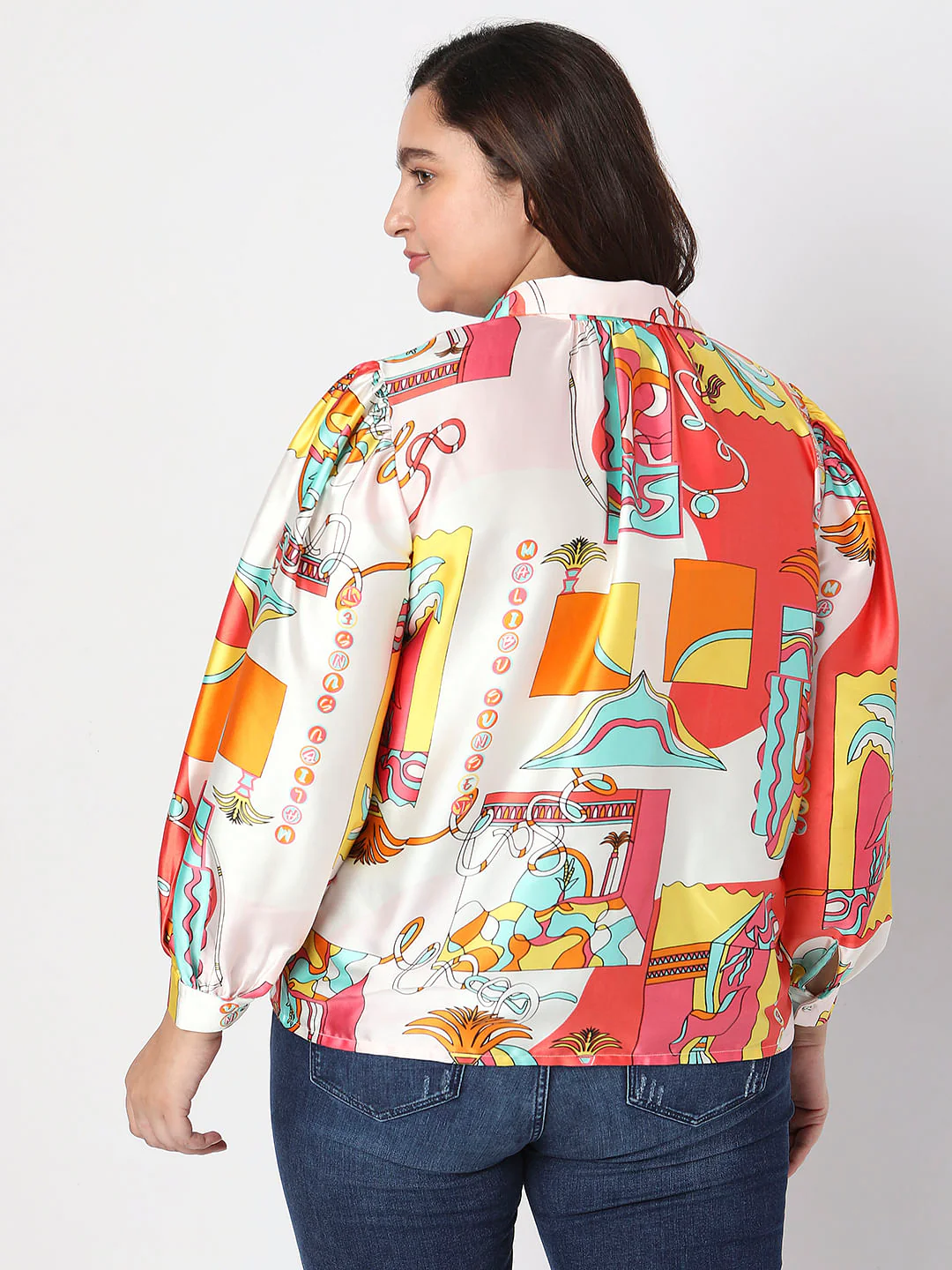 Curve Orange Printed Shirt - Image 4
