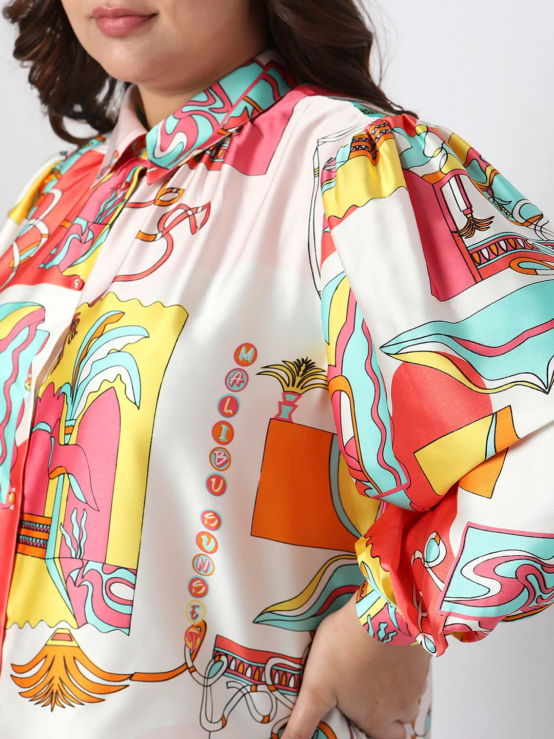 Curve Orange Printed Shirt - Image 6