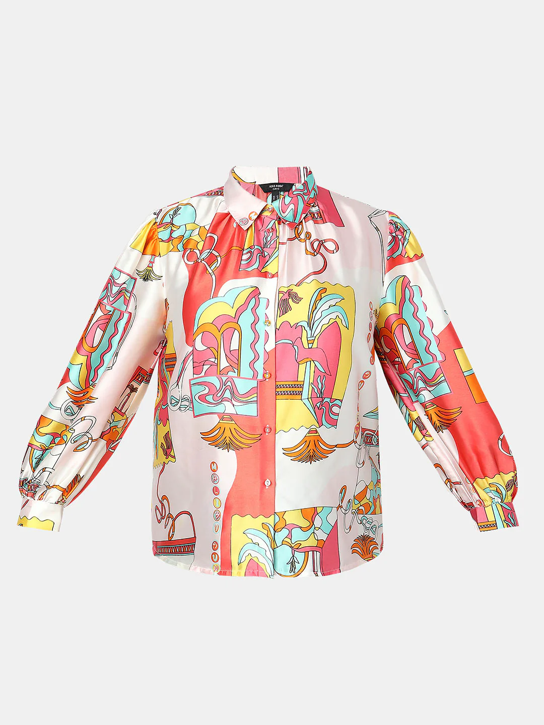 Curve Orange Printed Shirt - Image 7