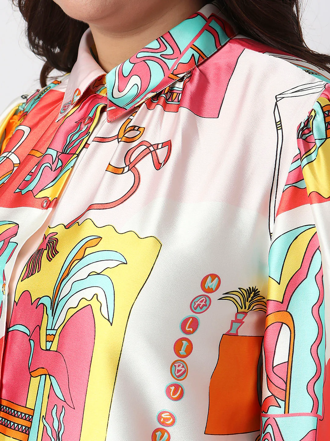 Curve Orange Printed Shirt - Image 8