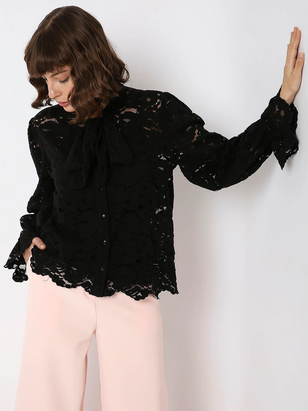 Black Lace Full Sleeves Top - Image 2