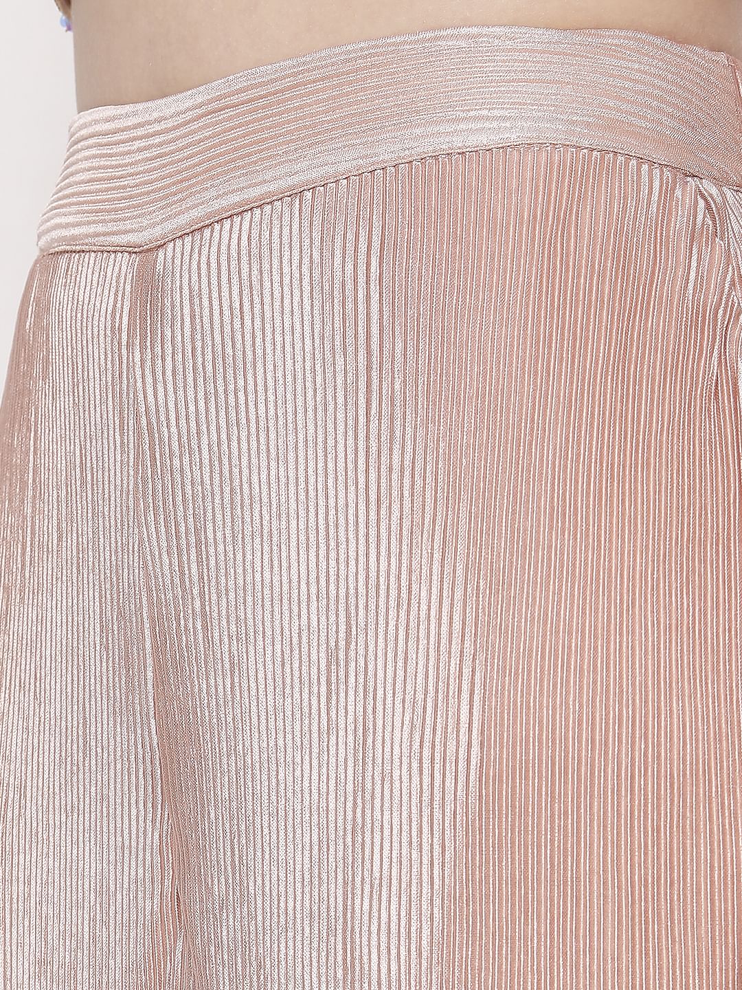 Pink High Rise Plisse Wide Leg Pants - Image 8