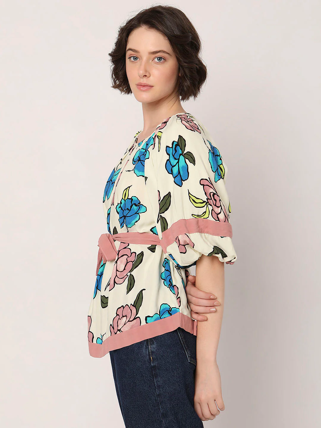Cream Floral Print Top - Image 3