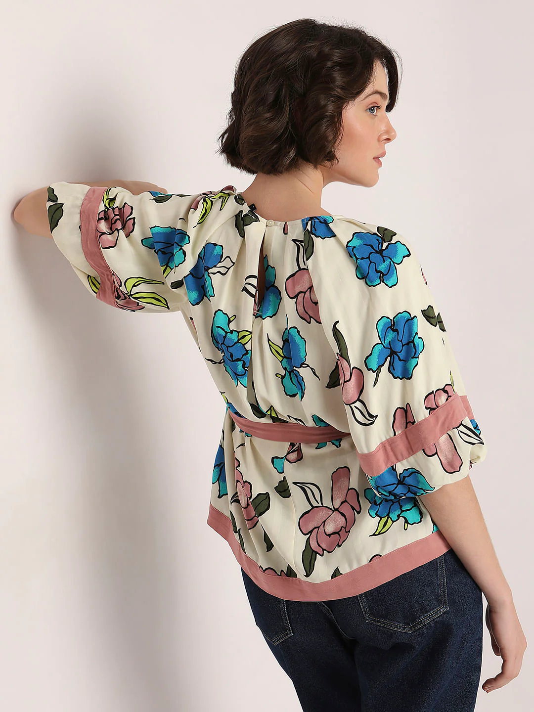 Cream Floral Print Top - Image 4