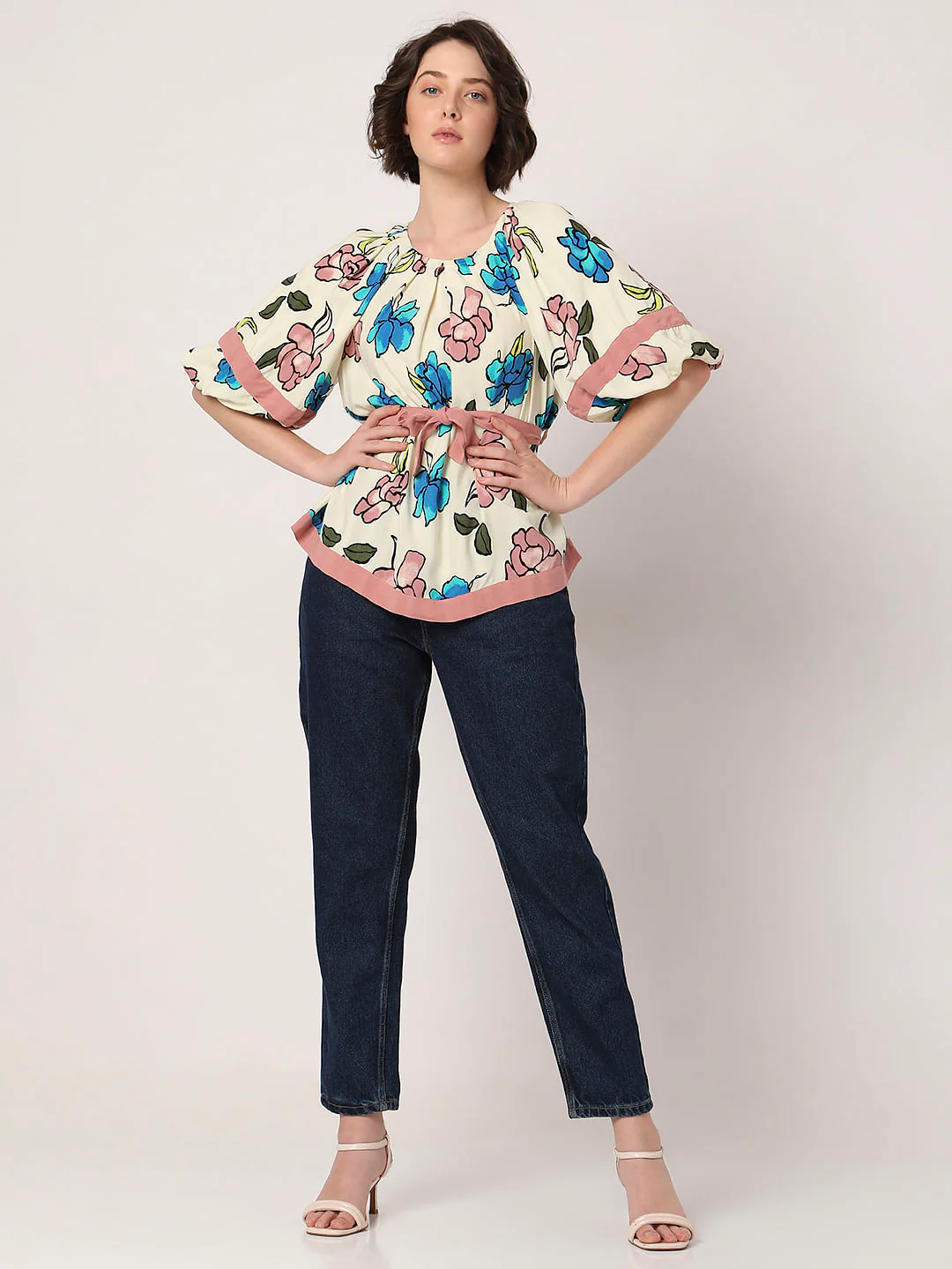 Cream Floral Print Top - Image 5