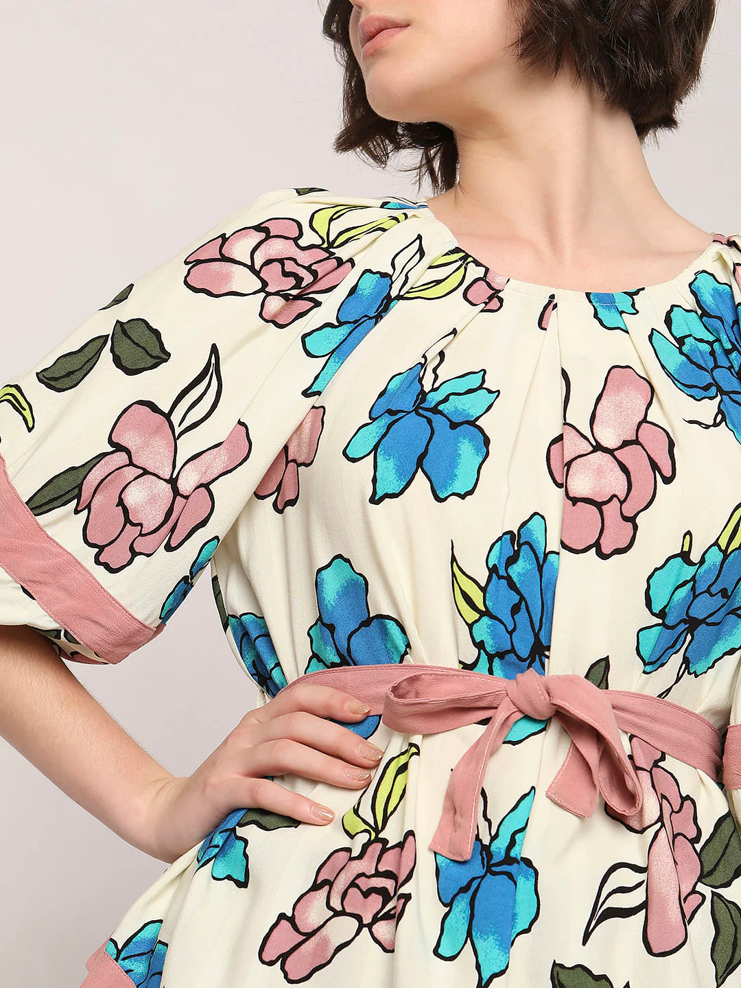 Cream Floral Print Top - Image 6