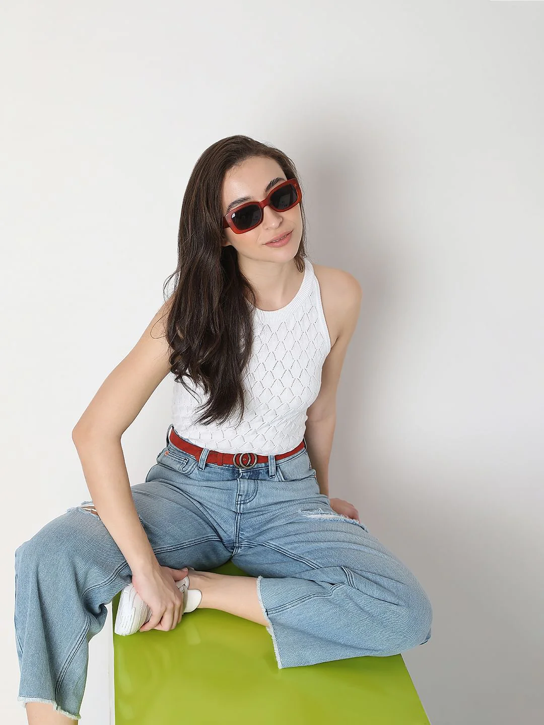 Light Blue Ripped Zoey Wide-Leg Jeans
