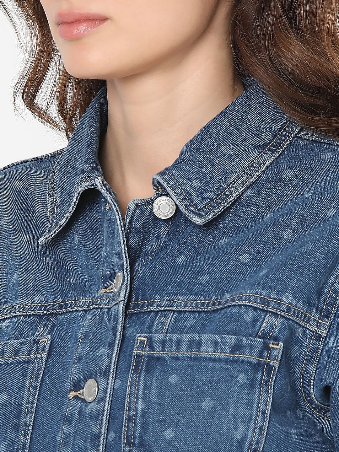 Blue Cropped Denim Jacket - Image 8