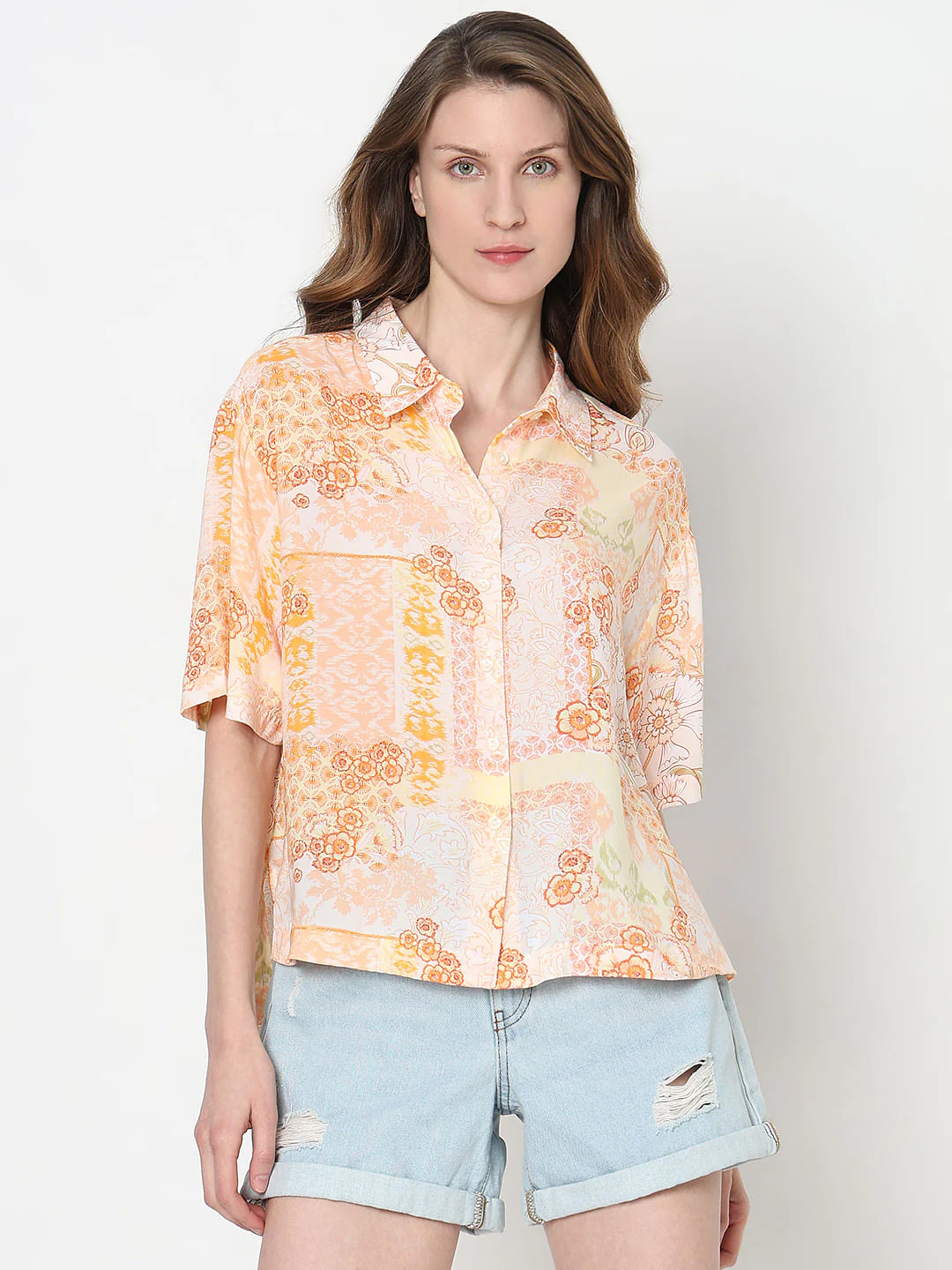Peach Printed Shirt - Image 2