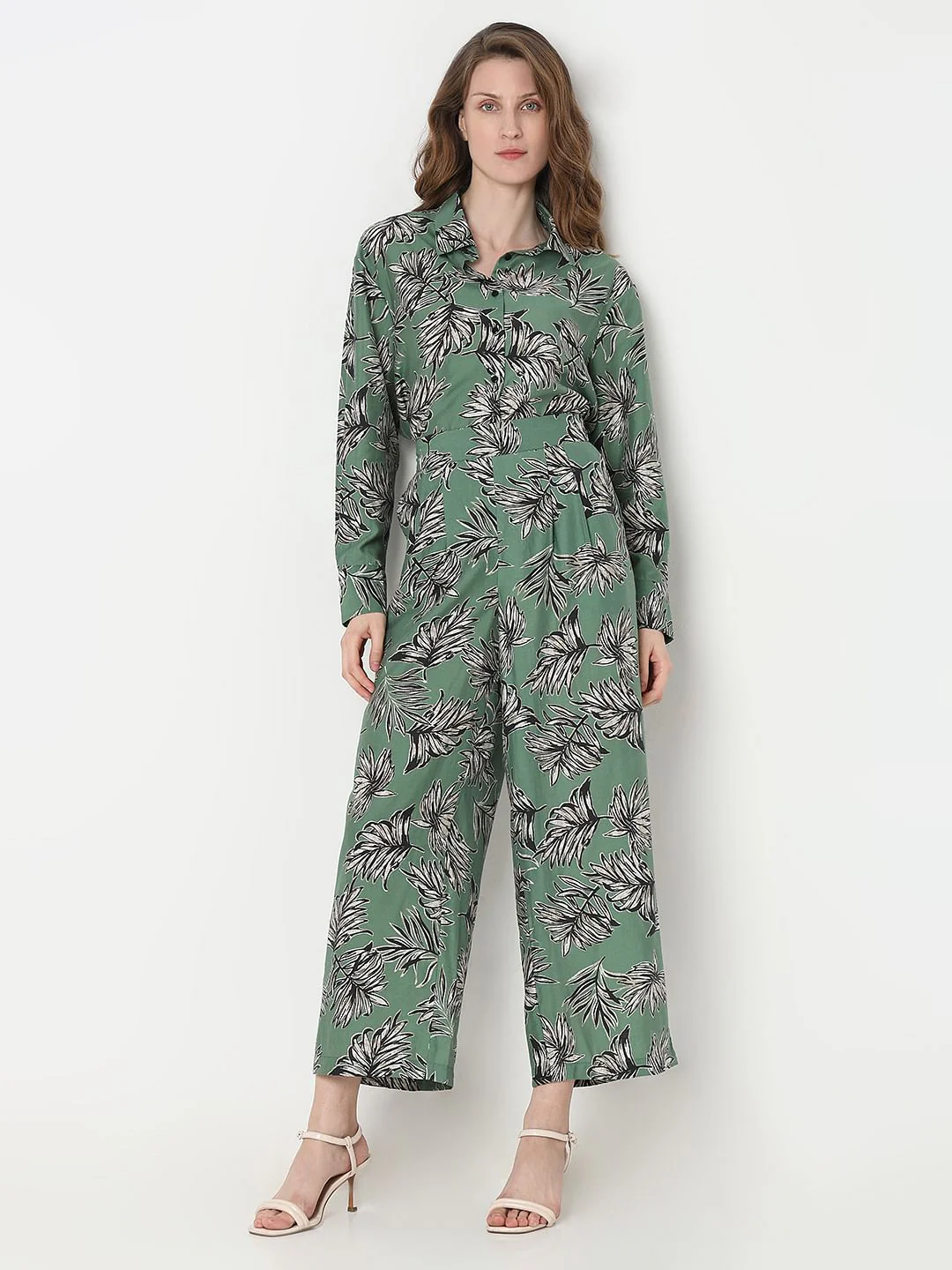 Green Leaf Print Co-Ord Set Pants - Image 5