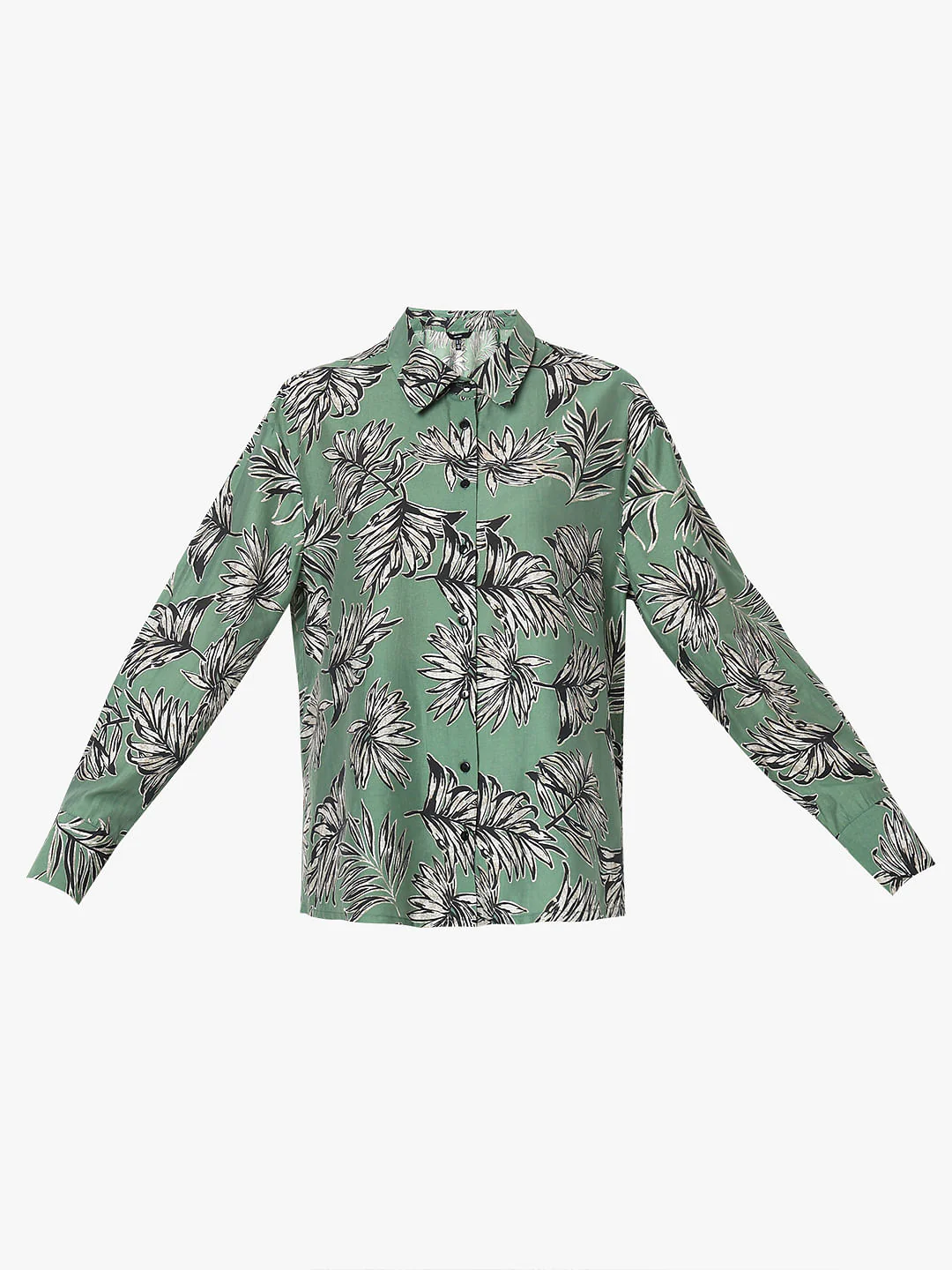 Green Leaf Print Co-Ord Set Shirt - Image 7