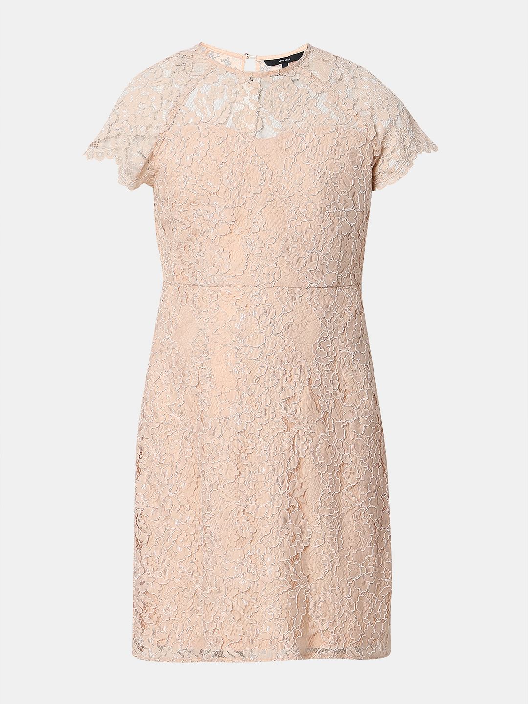 Peach Floral Lace Dress - Image 7