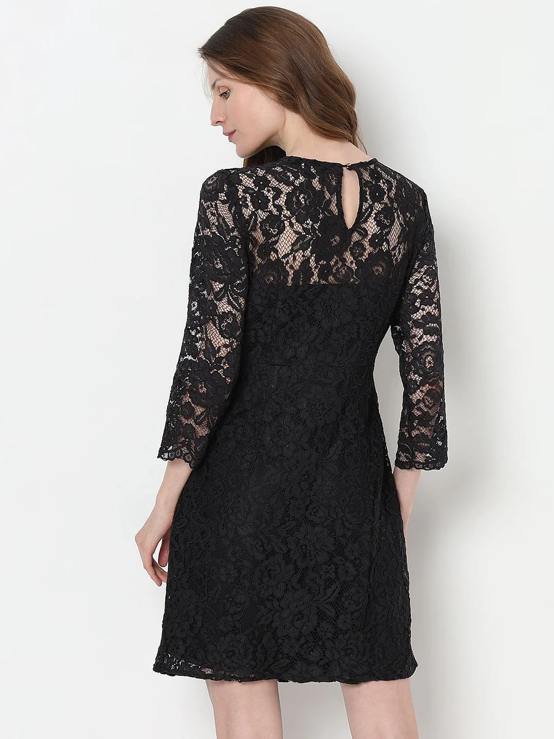Black Floral Lace Dress - Image 4