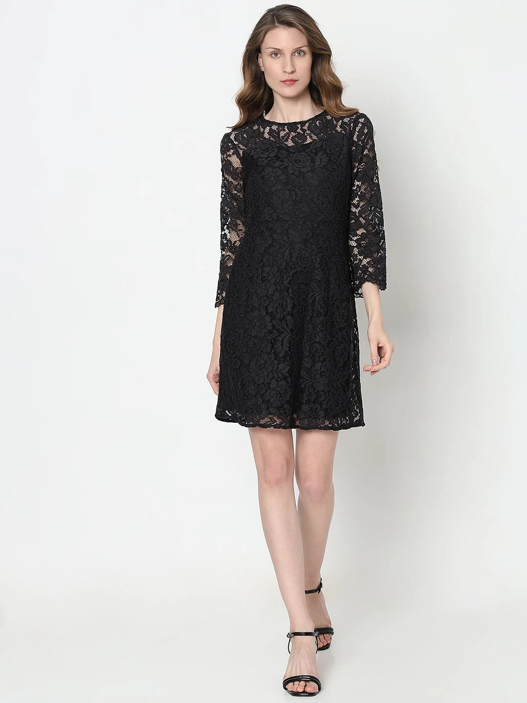 Black Floral Lace Dress - Image 5