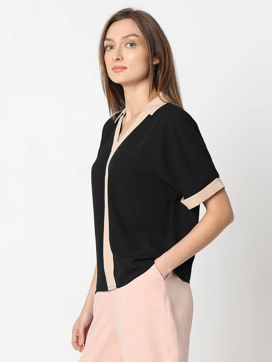 Black Contrast Tape Top - Image 3