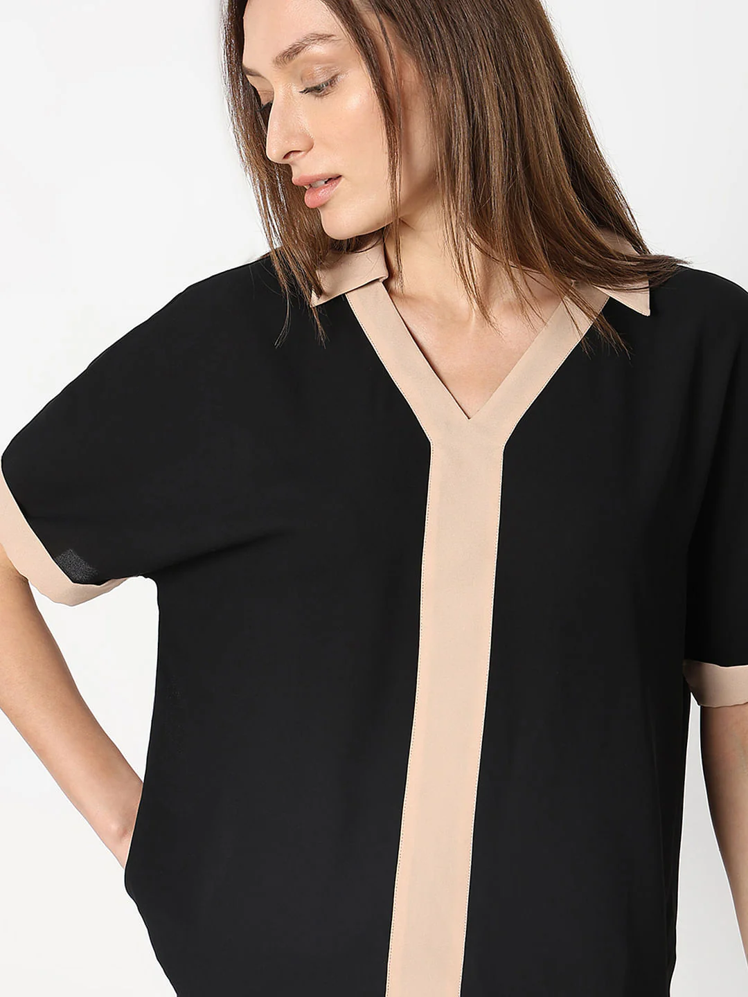 Black Contrast Tape Top - Image 6