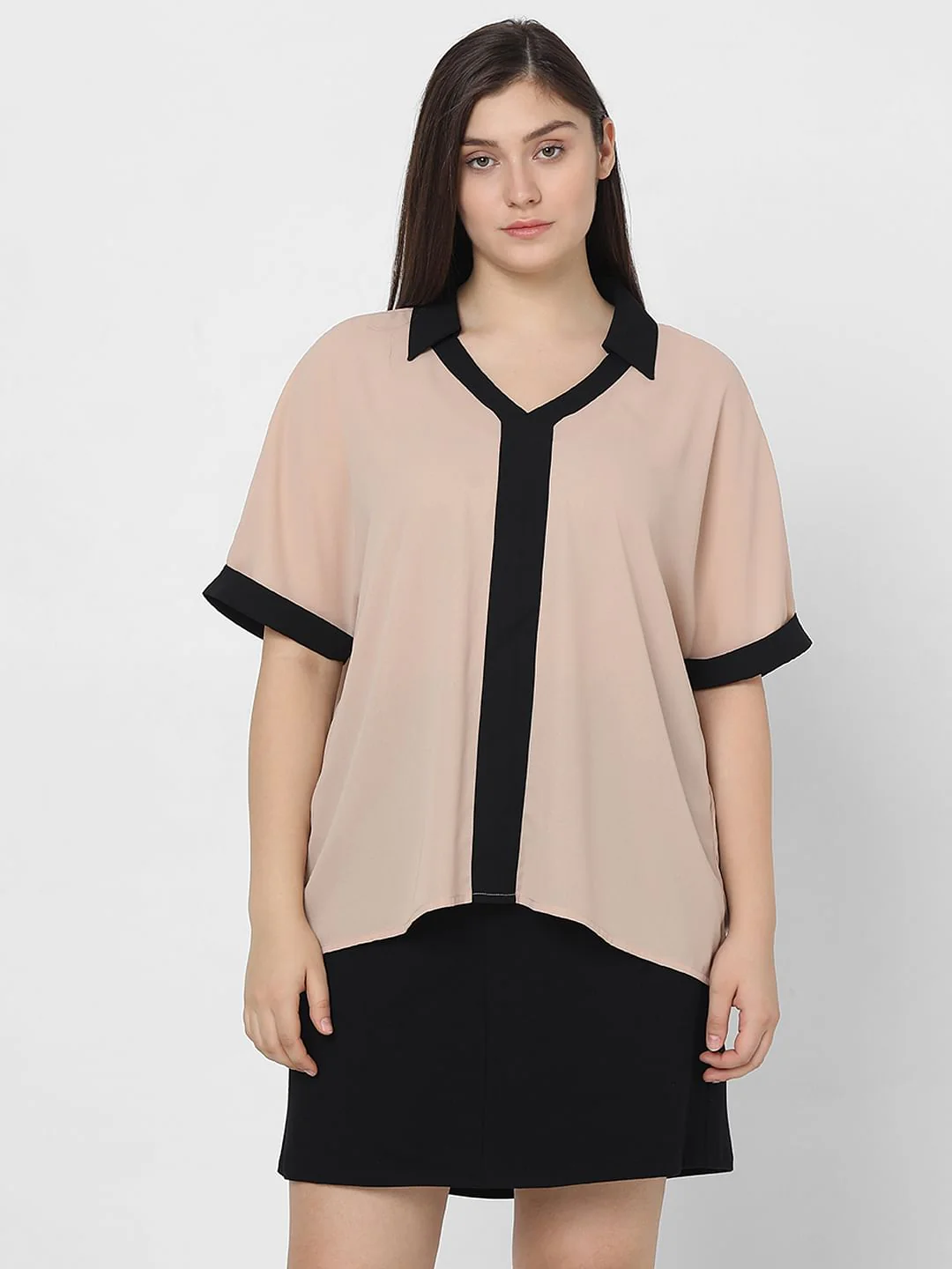 Curve Light Pink V-Neck Top - Image 2