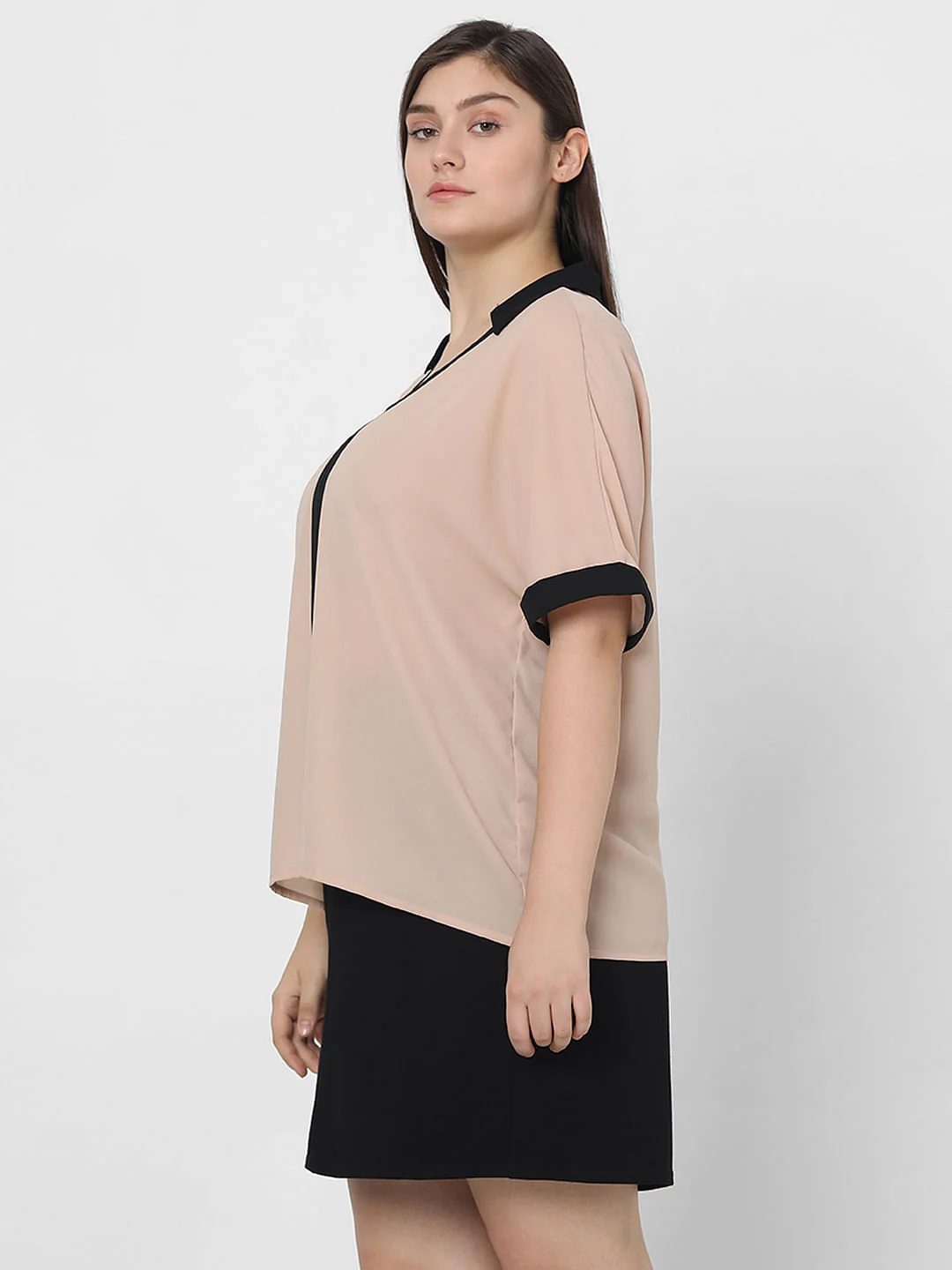 Curve Light Pink V-Neck Top - Image 3