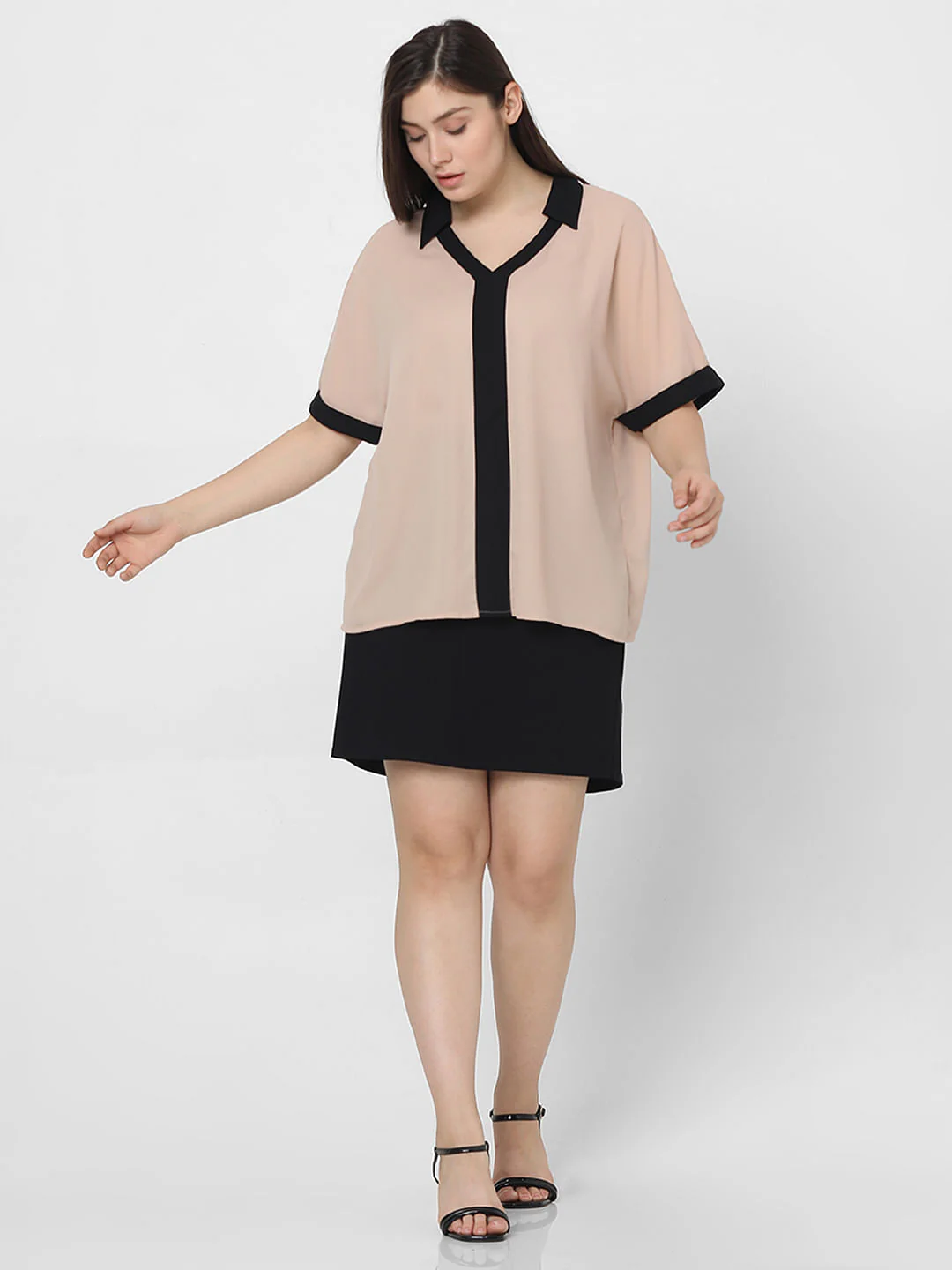 Curve Light Pink V-Neck Top - Image 5