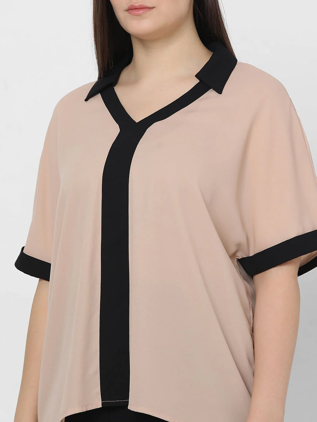 Curve Light Pink V-Neck Top - Image 6
