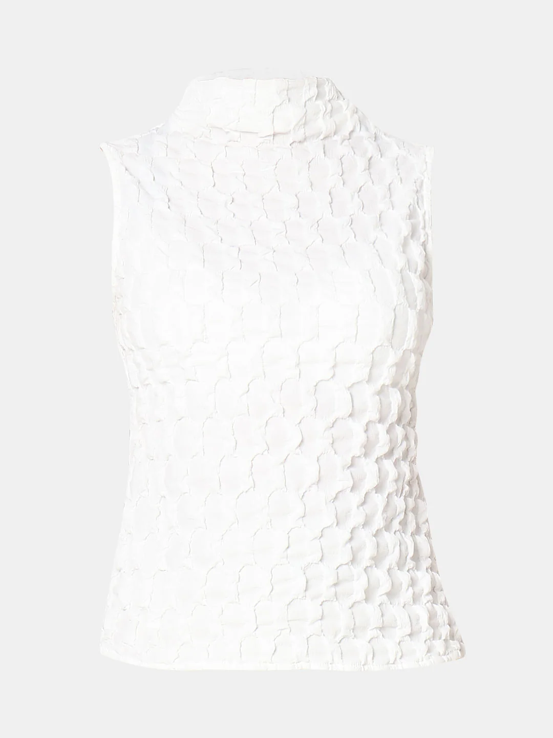 White High Neck Textured Top - Image 7