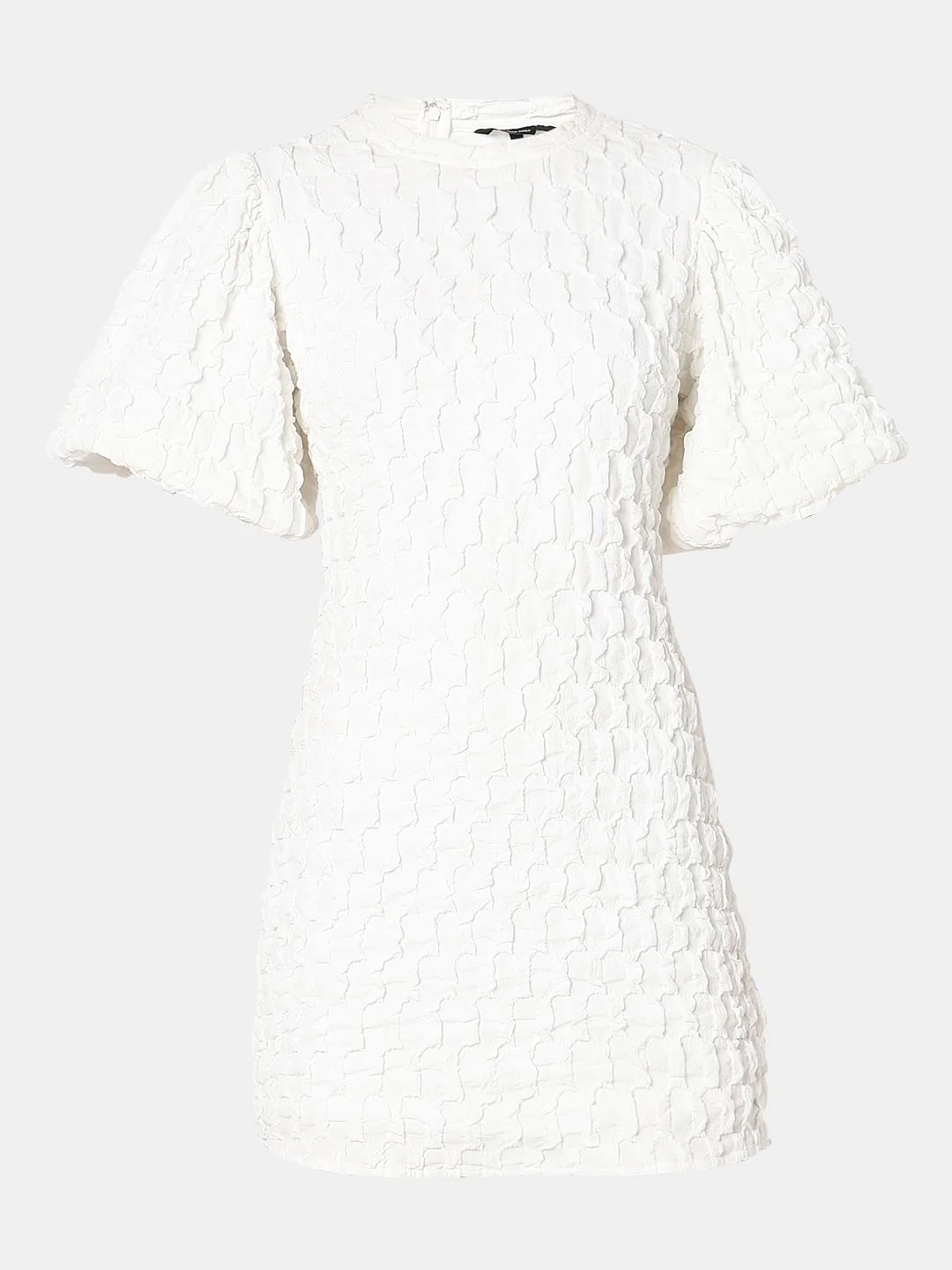White Textured Mini Dress - Image 7