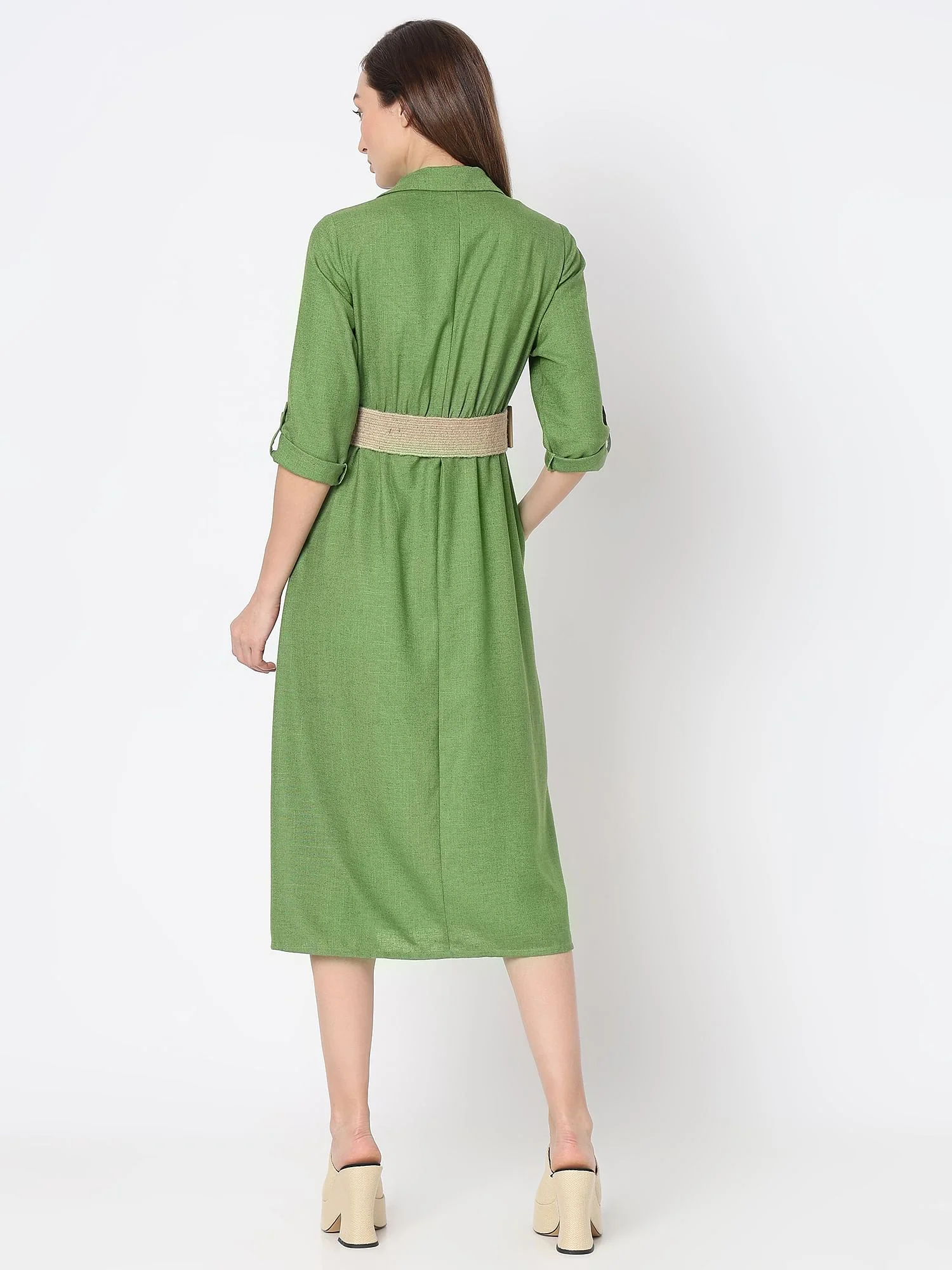 Green Midi Shirt Dress - Image 4
