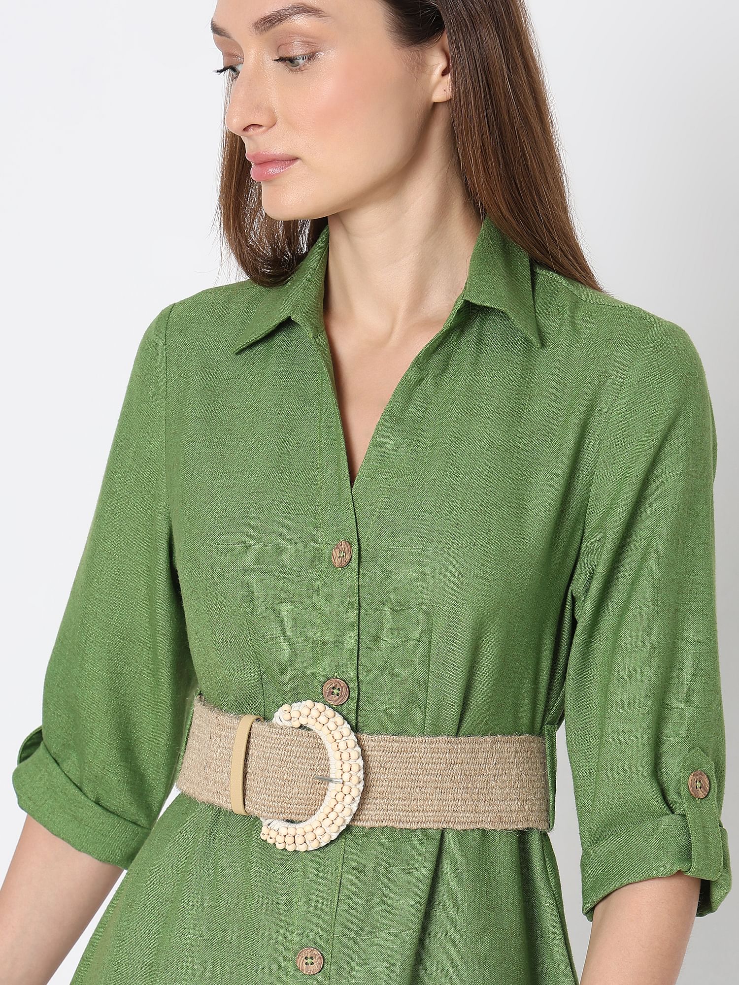 Green Midi Shirt Dress - Image 5