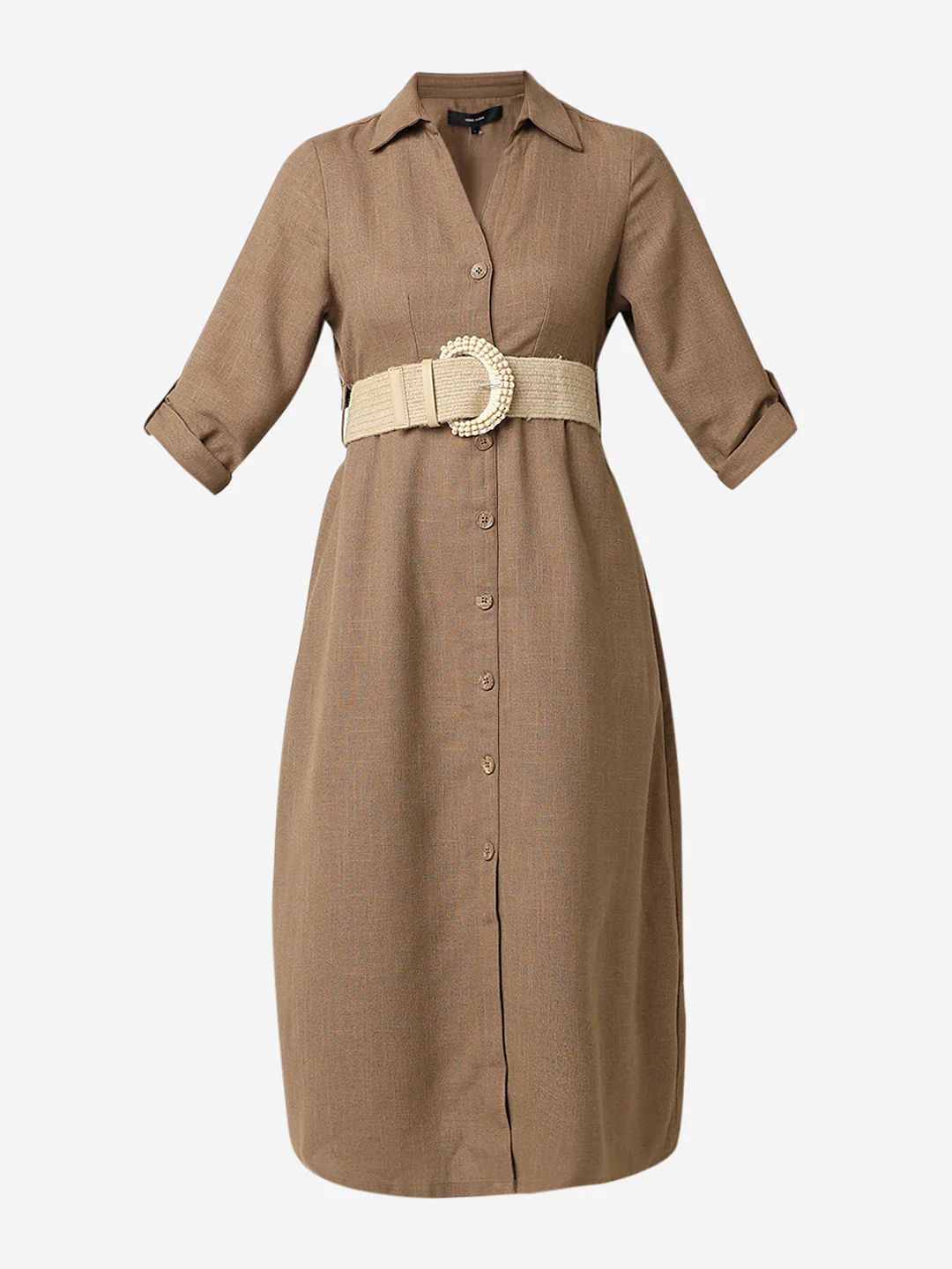 Brown Midi Shirt Dress - Image 7