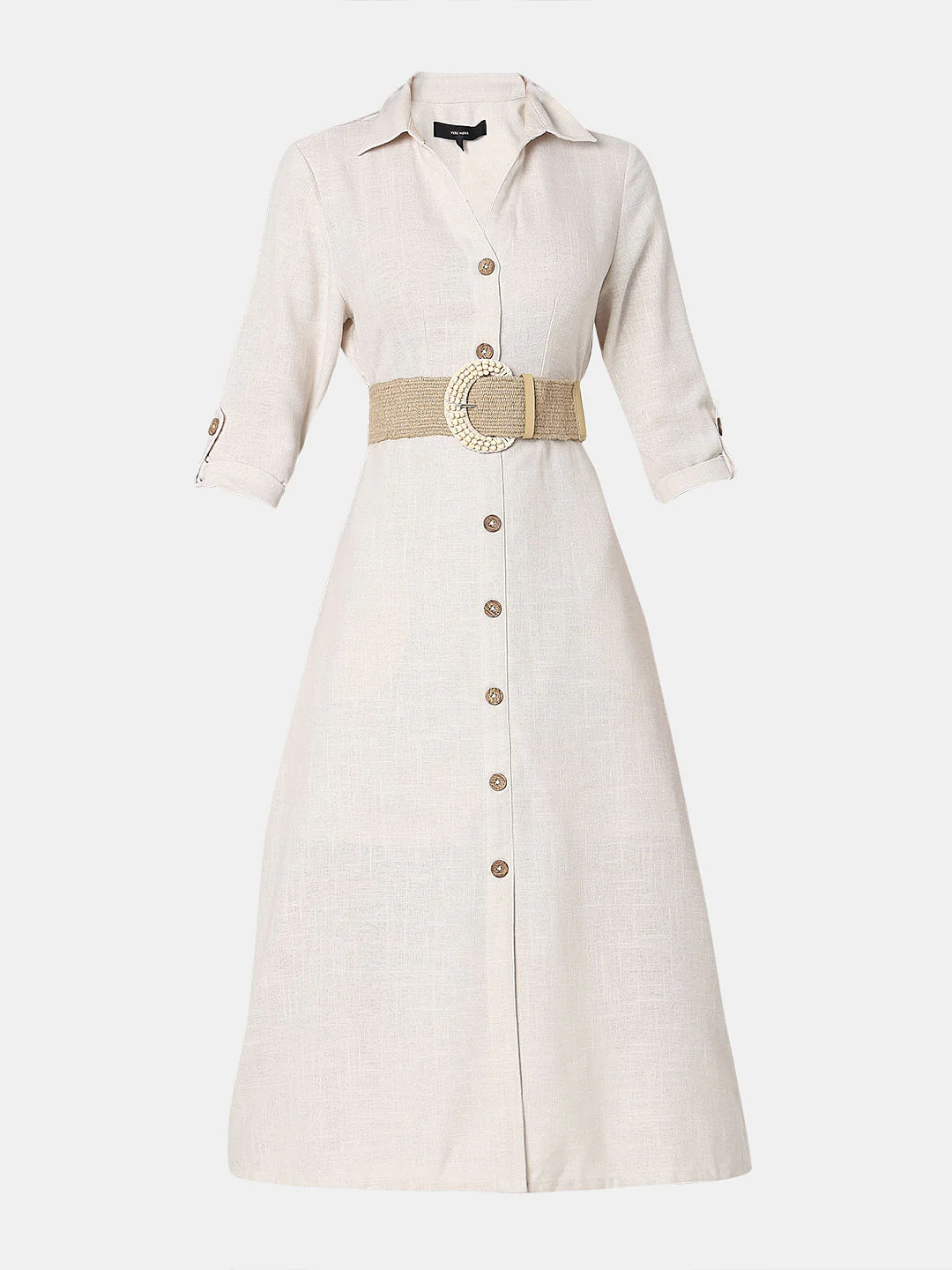 Light Beige Linen Shirt Dress - Image 7