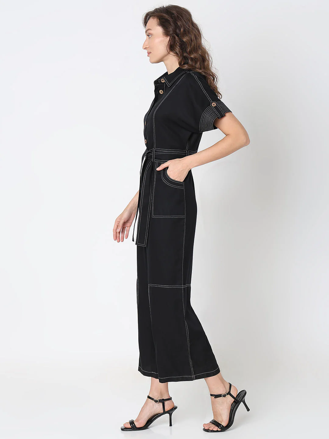 Black Linen Jumpsuit - Image 3