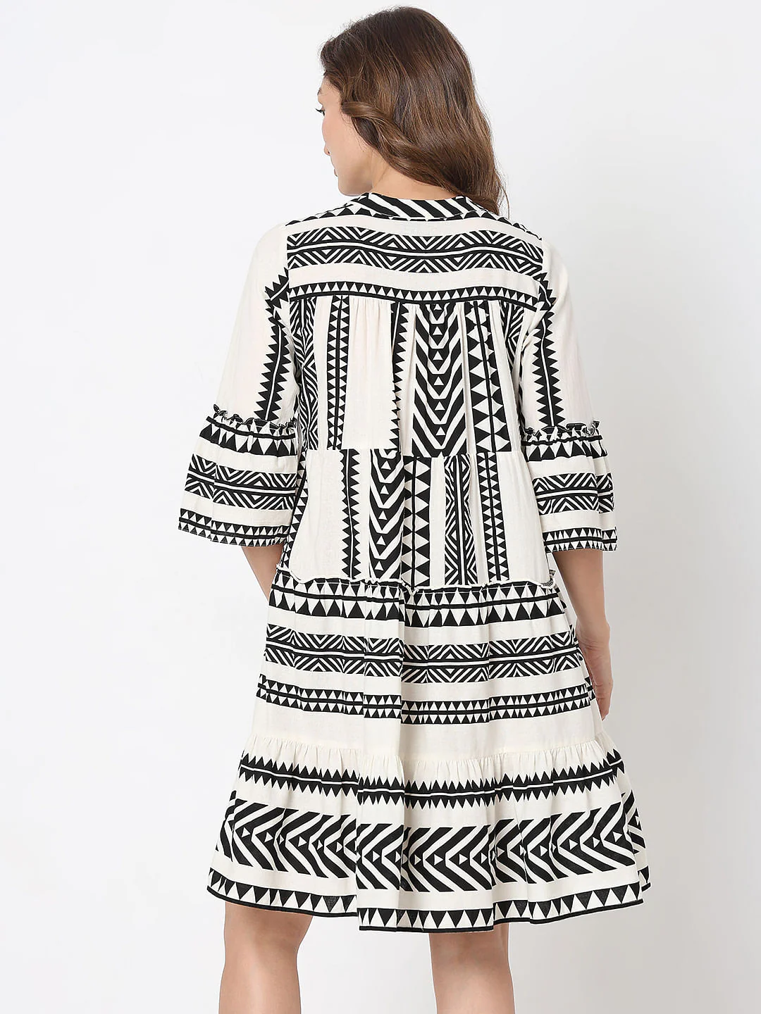 Off-White Aztec Print Flared Dress - Image 4