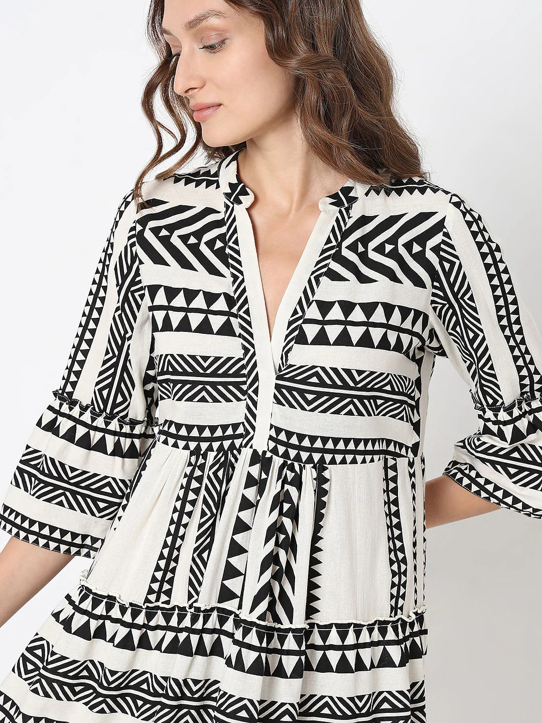 Off-White Aztec Print Flared Dress - Image 6