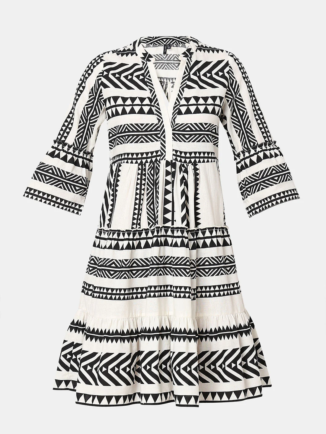 Off-White Aztec Print Flared Dress - Image 7