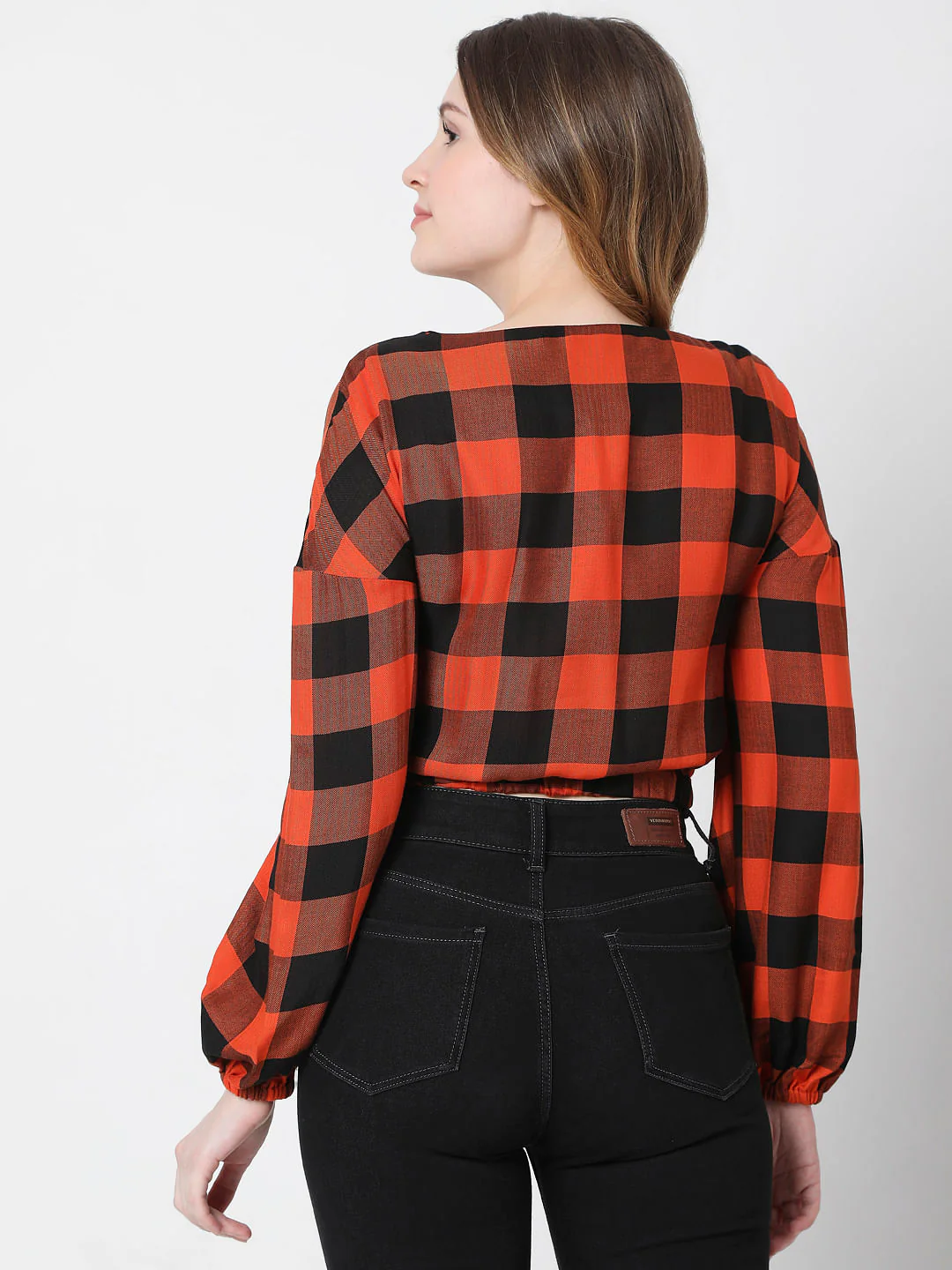 Orange Checks Crop Top - Image 4