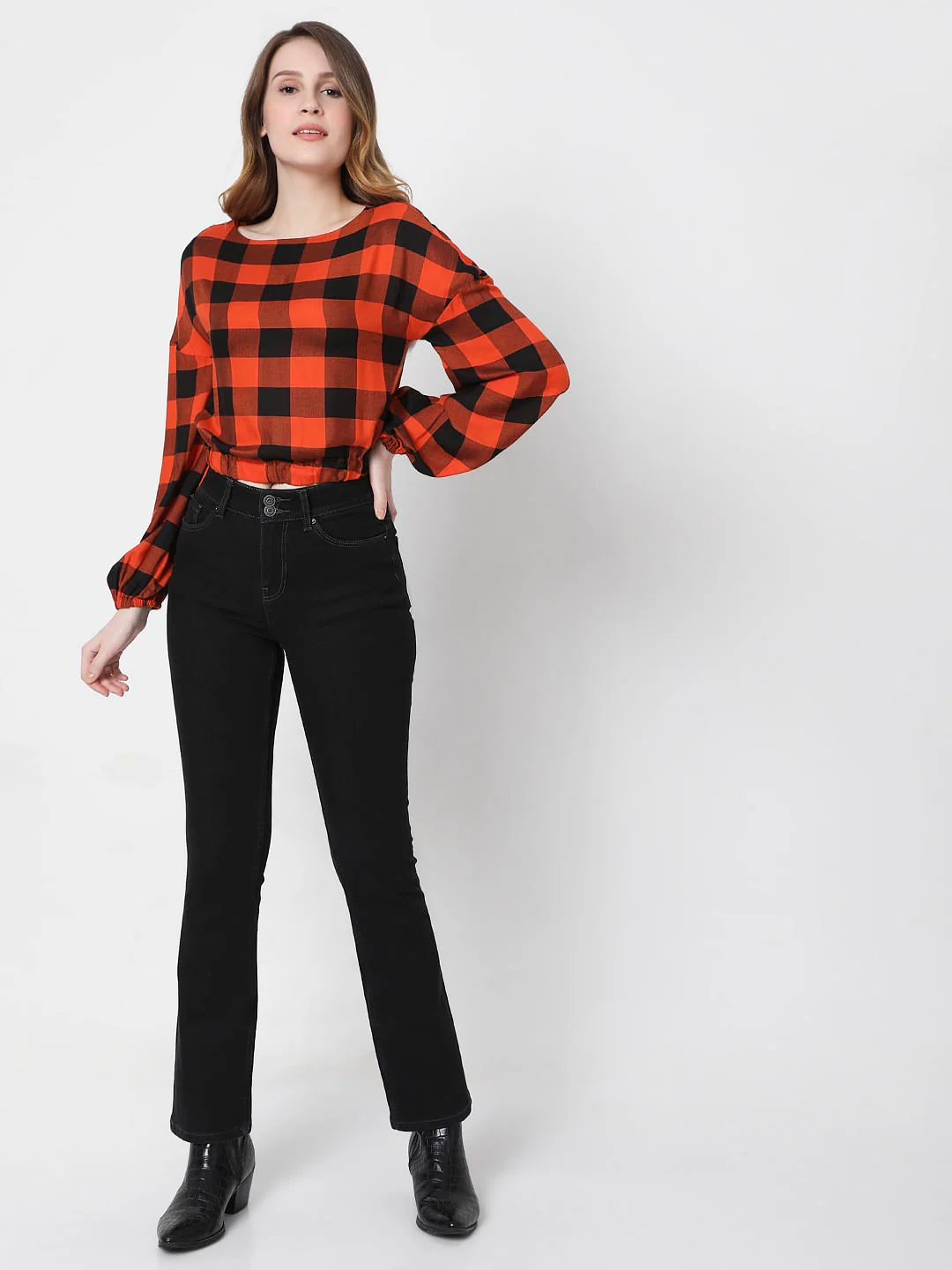 Orange Checks Crop Top - Image 5