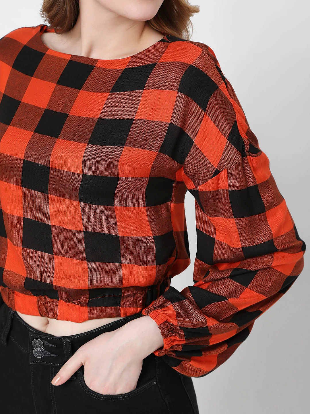 Orange Checks Crop Top - Image 6