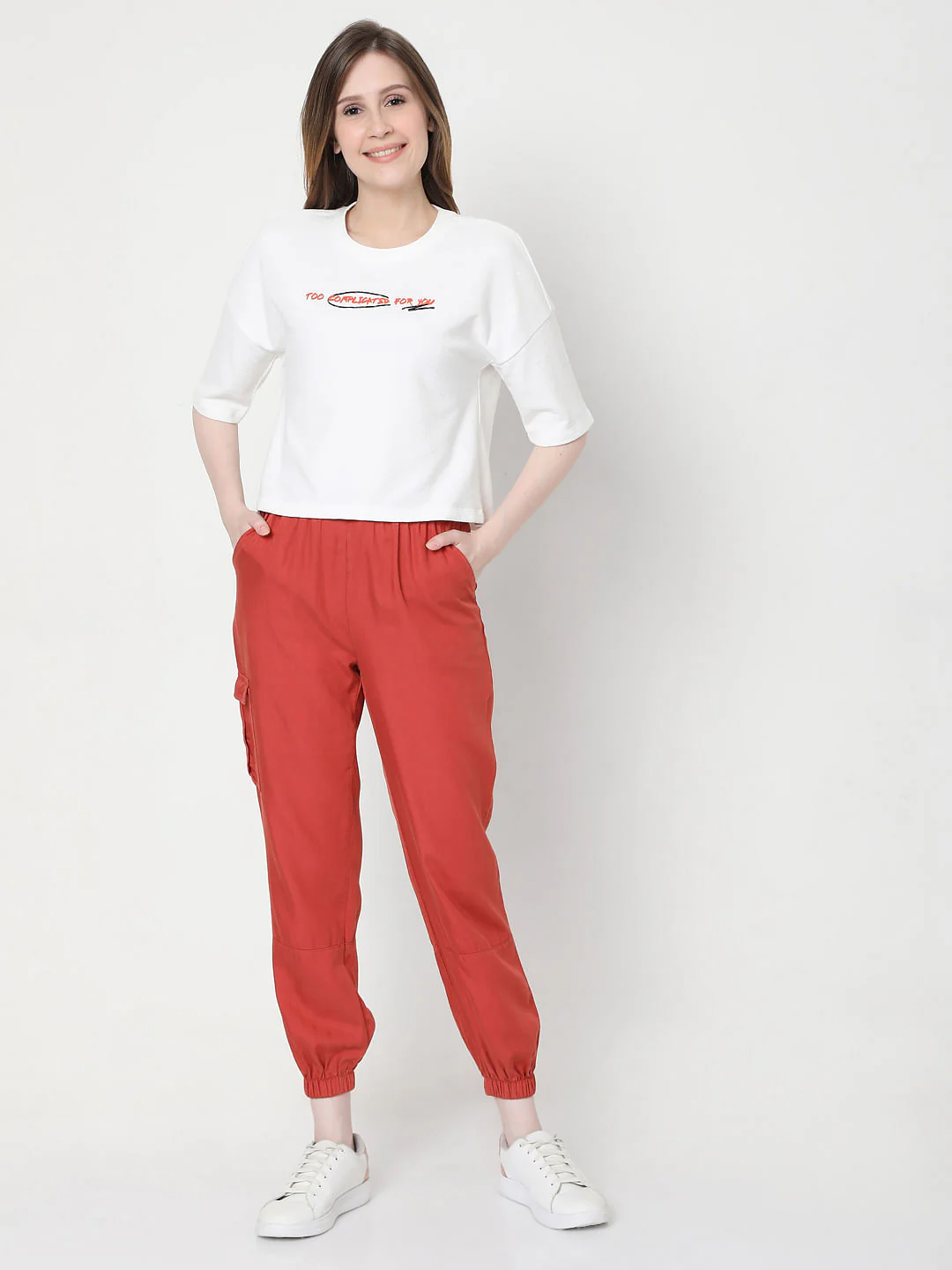 White Graphic Print Cropped T-Shirt - Image 5