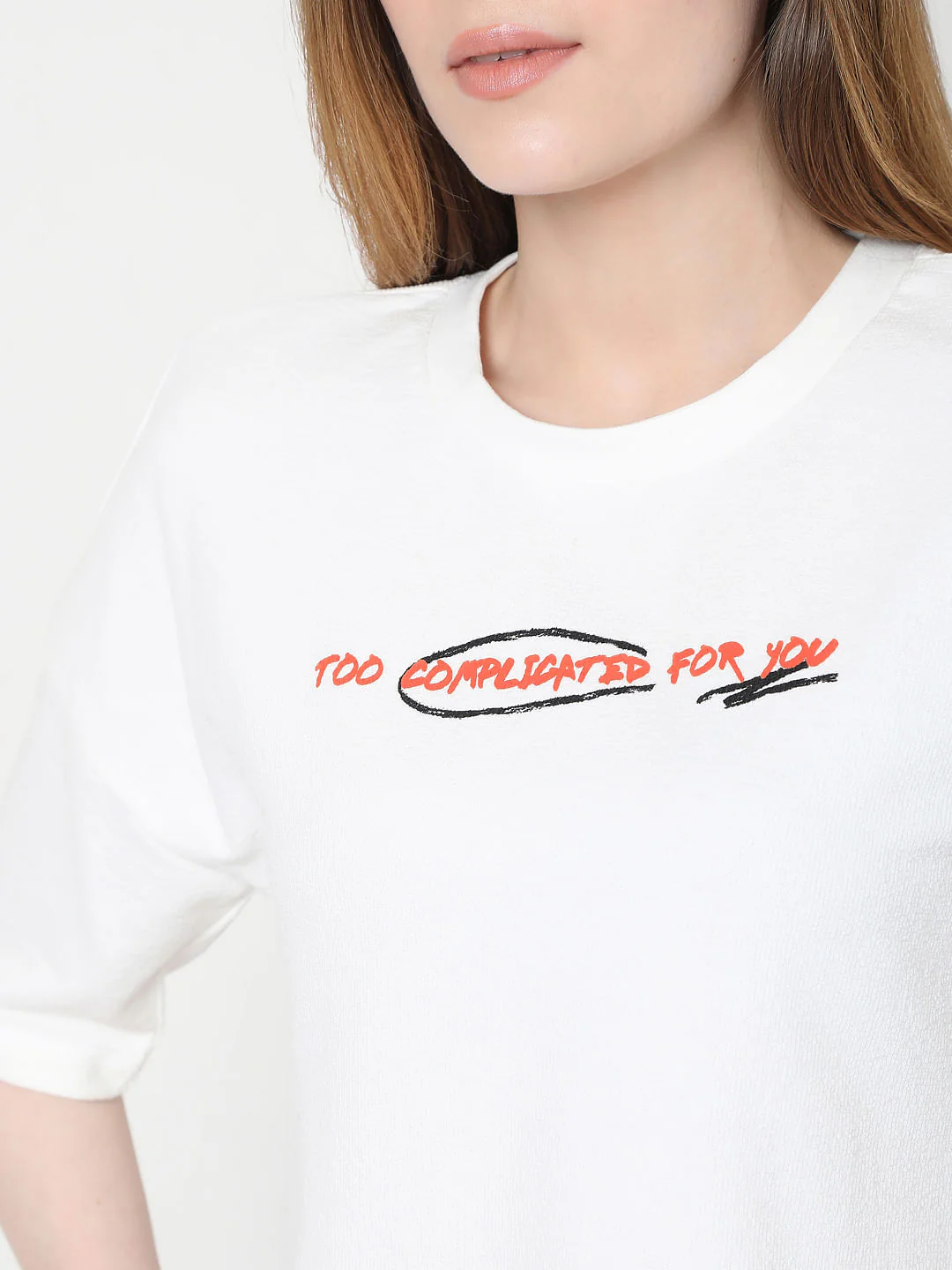White Graphic Print Cropped T-Shirt - Image 6