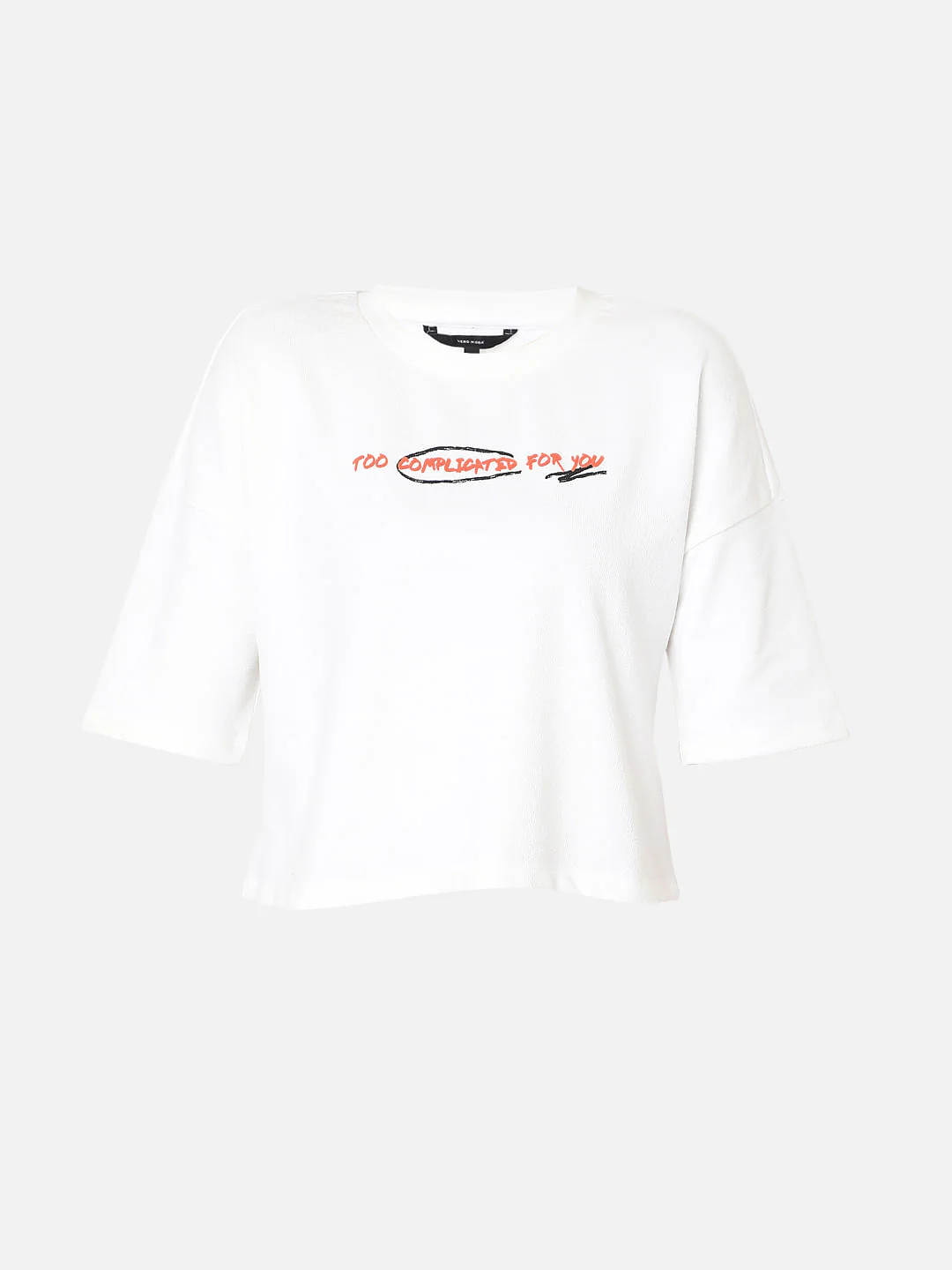 White Graphic Print Cropped T-Shirt - Image 7