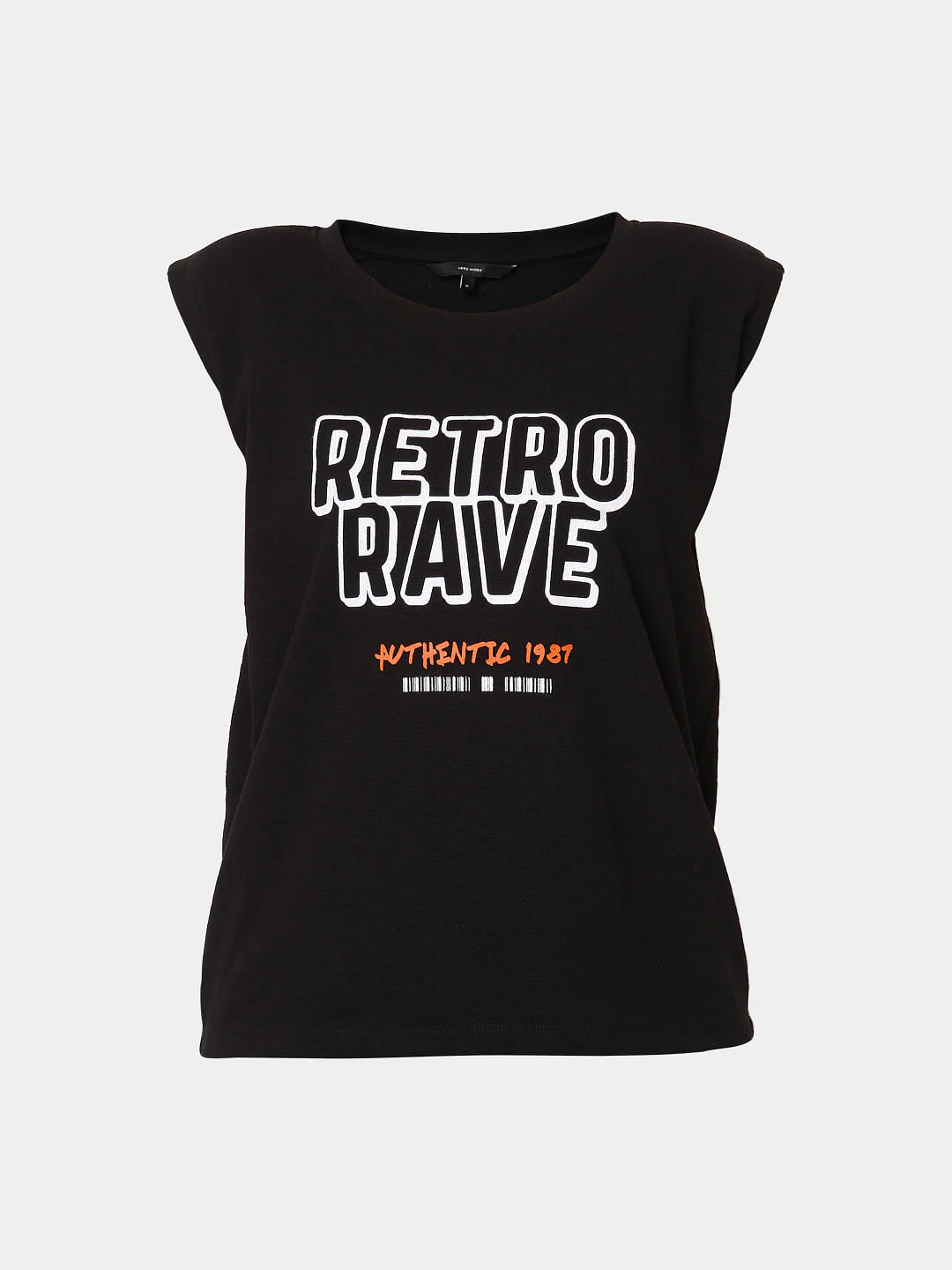Black Sleeveless Text Print T-Shirt - Image 7