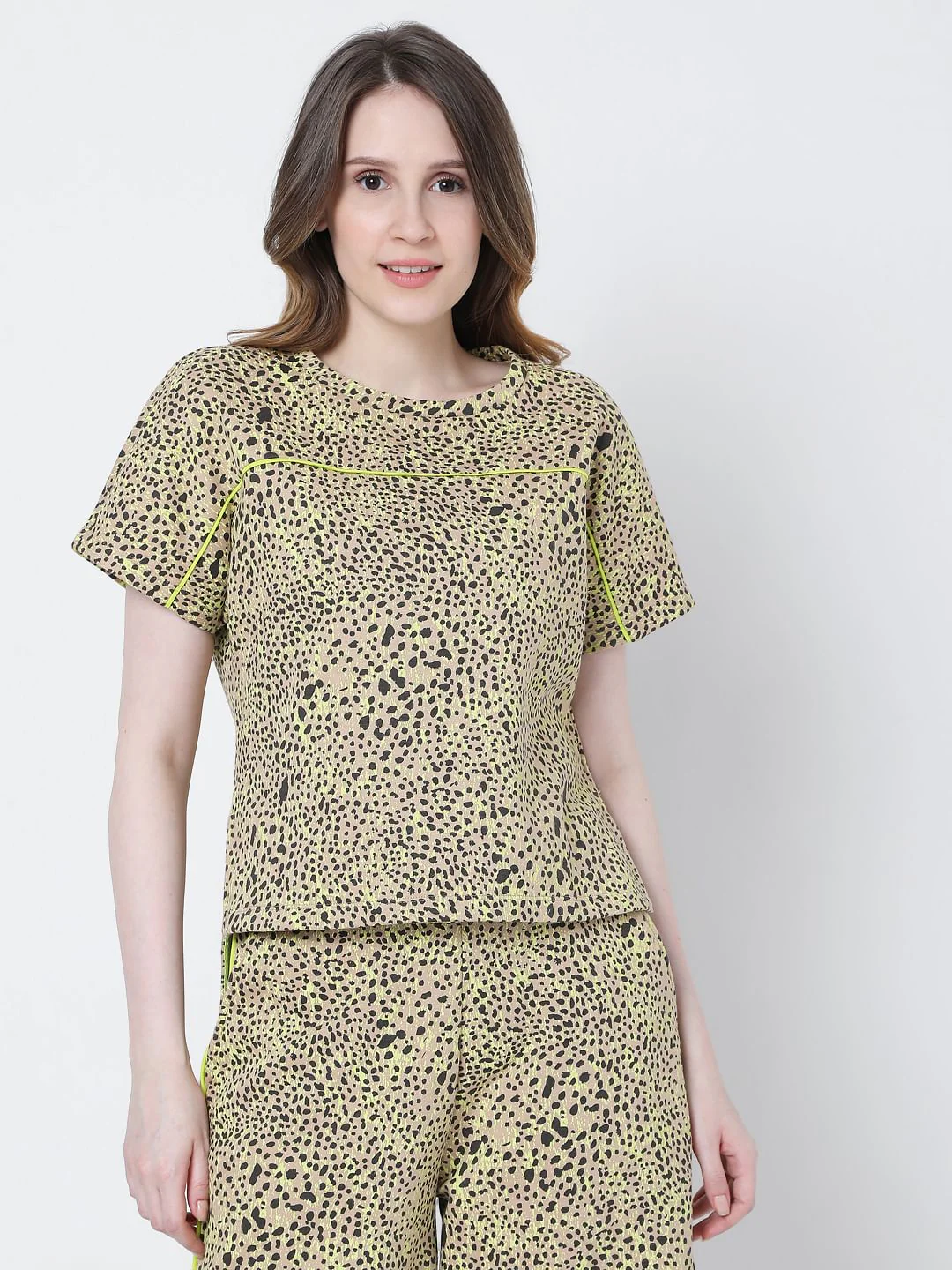 Beige Animal Print Co-Ord Top - Image 2