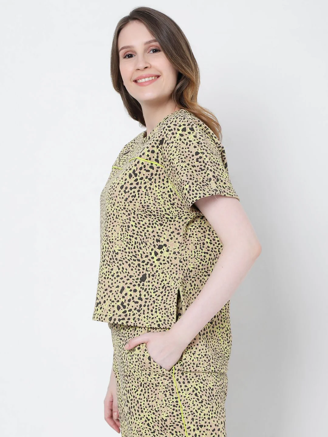 Beige Animal Print Co-Ord Top - Image 3